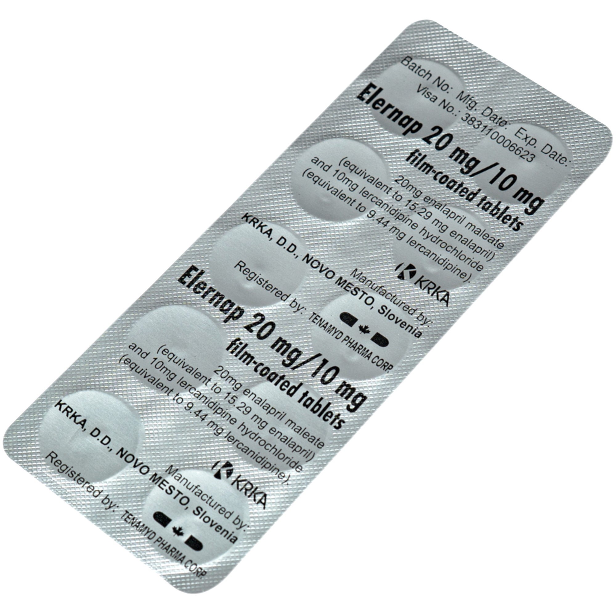 Hình ảnh Thuốc Elernap 20/10mg Krka Điều trị tăng huyết áp và các bệnh lý tim mạch liên quan(3 vỉ x 10 viên)