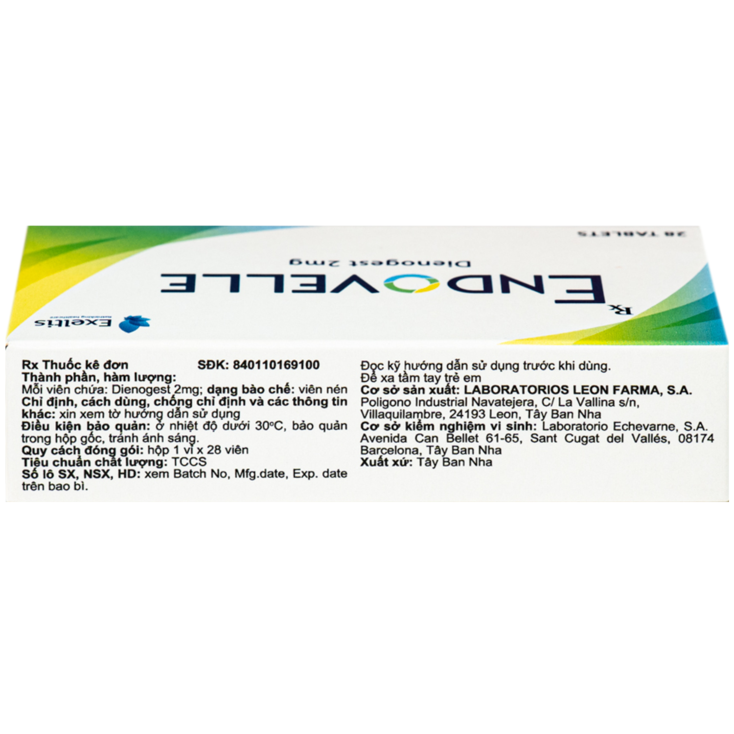 Hình ảnh Thuốc Endovelle 2mg Exeltis điều trị đau do lạc nội mạc tử cung (1 vỉ x 28 viên)