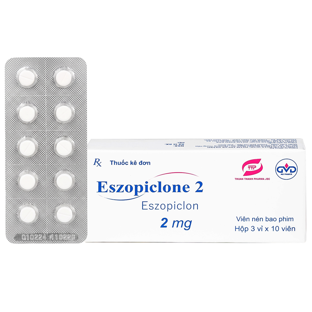 Hình ảnh Thuốc Eszopiclone 2mg Minh Dân điều trị chứng mất ngủ (3 vỉ x 10 viên)