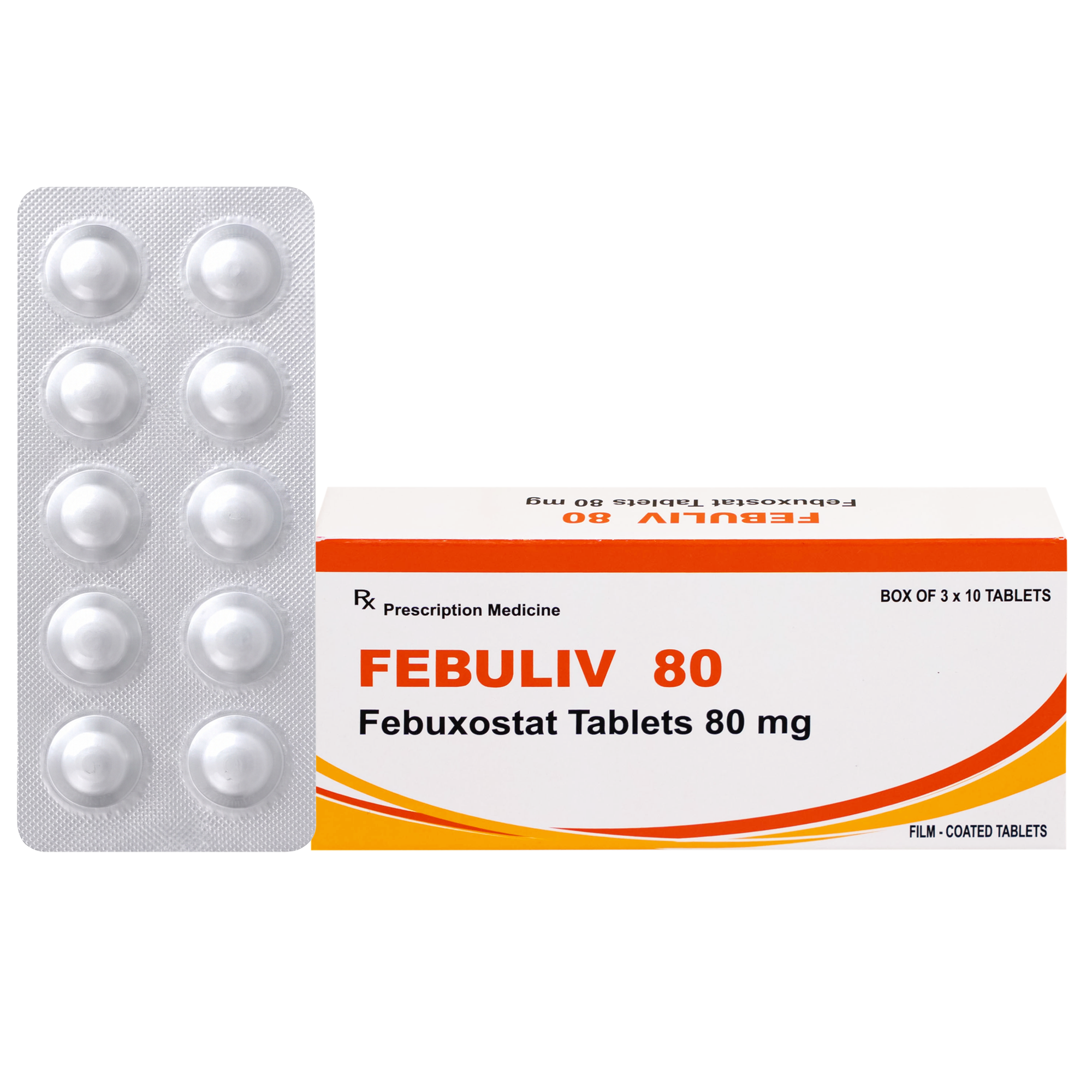 Hình ảnh Thuốc Febuliv 80mg RV điều trị tăng acid uric huyết mạn tính (3 vỉ x 10 viên)