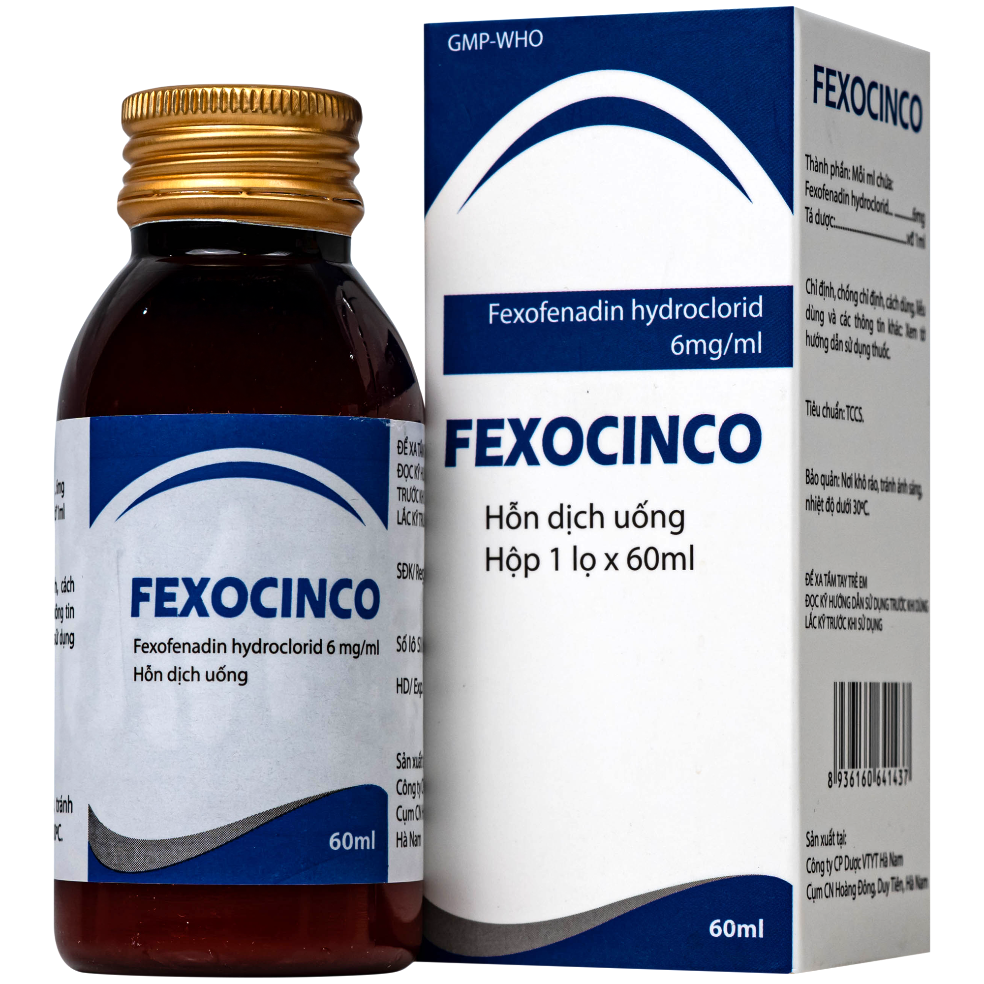 Hình ảnh Thuốc Fexocinco 6mg Hà Nam điều trị triệu chứng viêm mũi dị ứng theo mùa và mày đay mạn tính (60ml)