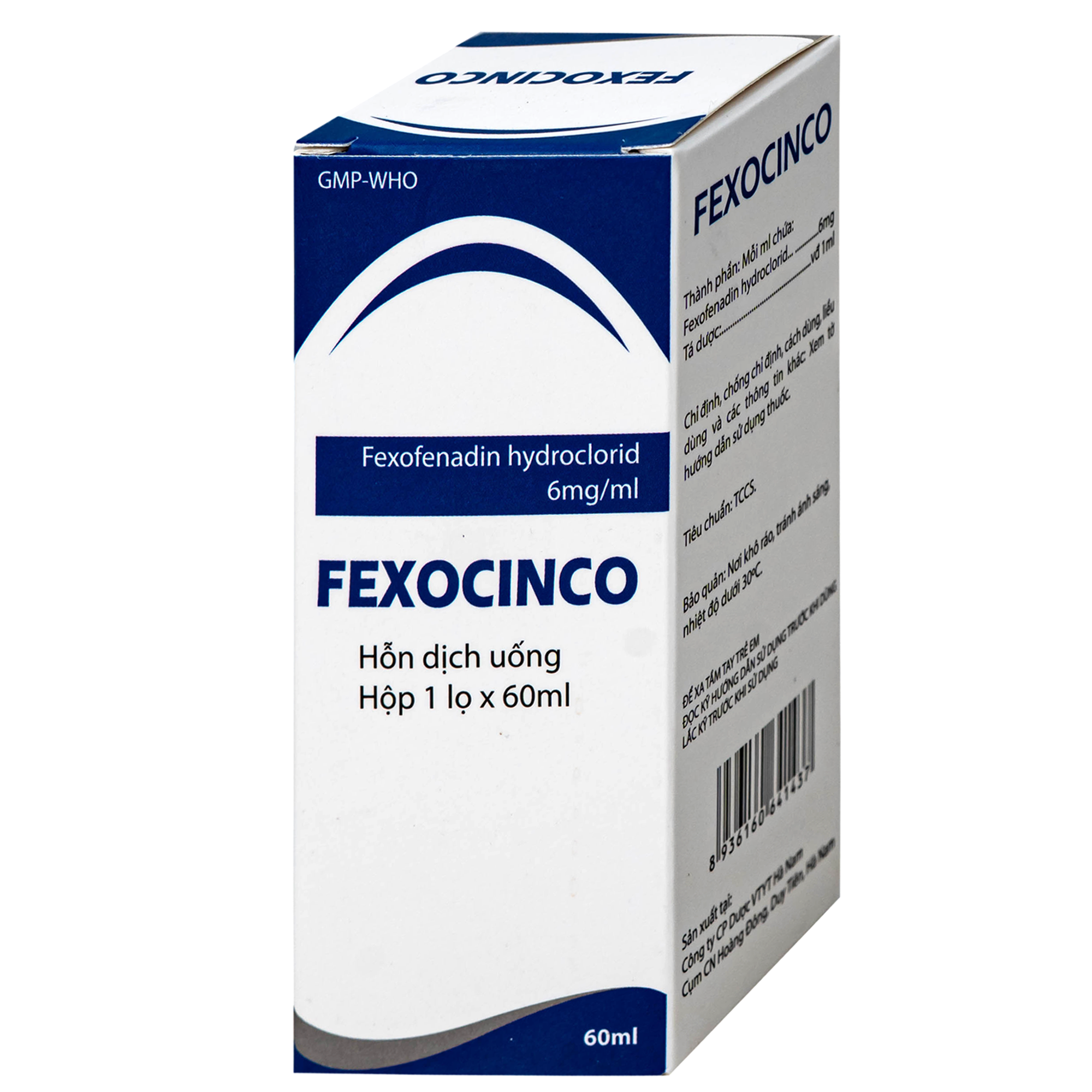 Hình ảnh Thuốc Fexocinco 6mg Hà Nam điều trị triệu chứng viêm mũi dị ứng theo mùa và mày đay mạn tính (60ml)