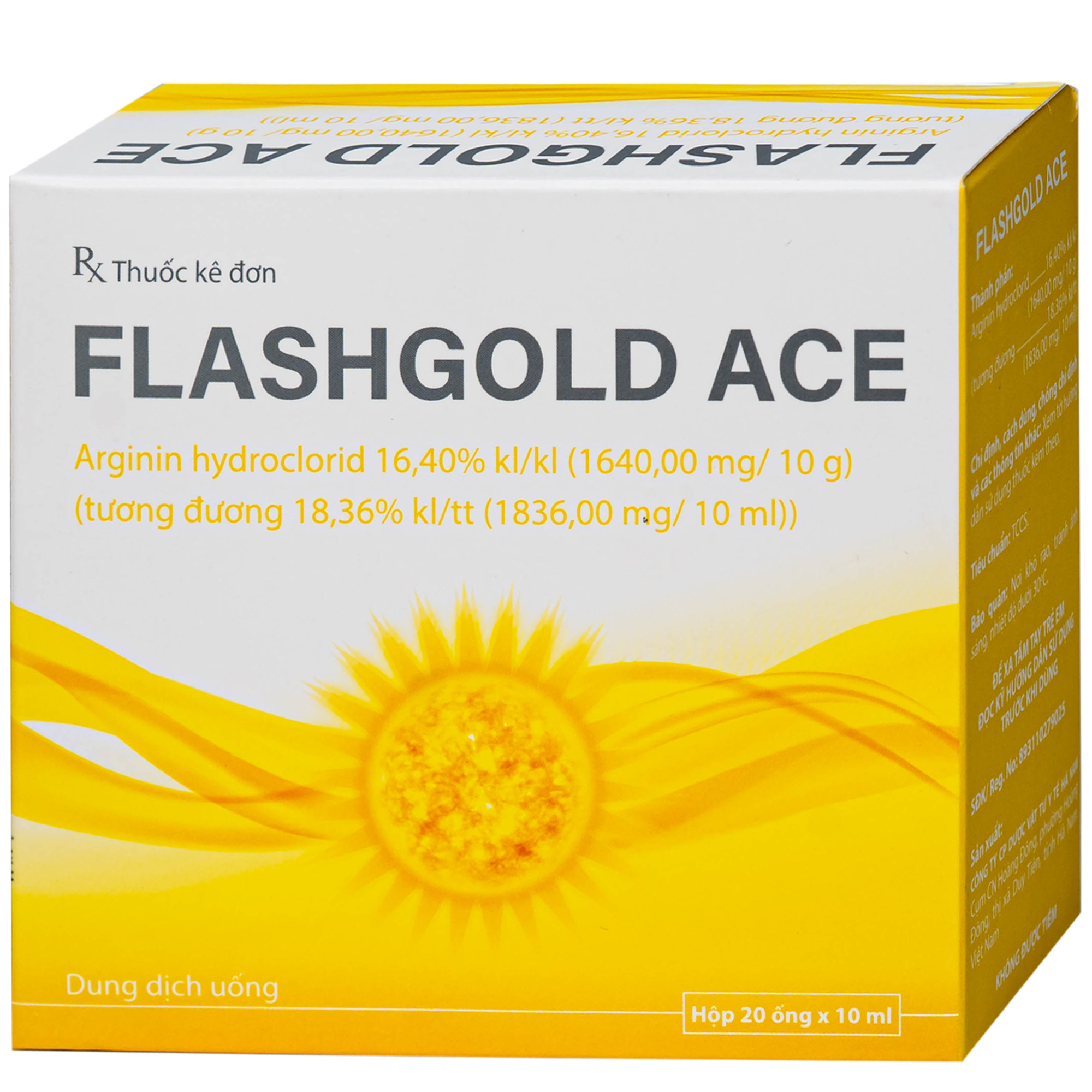 Hình ảnh Thuốc FLASHGOLD ACE điều trị Các tình trạng rối loạn tiêu hóa trên người lớn, Suy nhược chức năng trên đối tượng người lớn hay trẻ em (20 ống x 5ml)