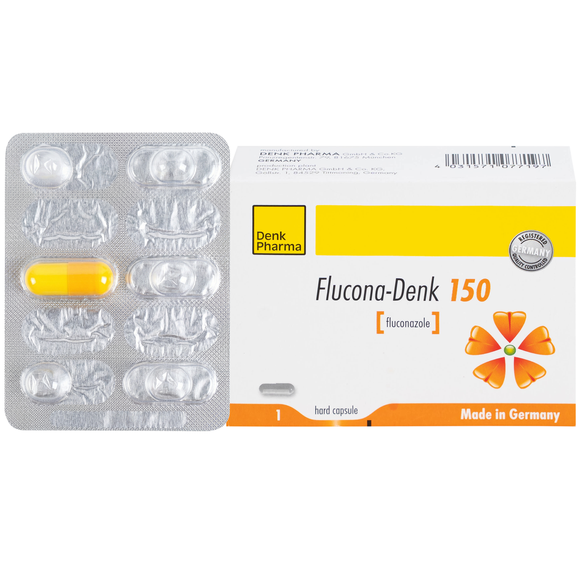 Hình ảnh Thuốc Flucona-Denk 150mg điều trị nhiễm nấm candida ở người lớn (1 viên)