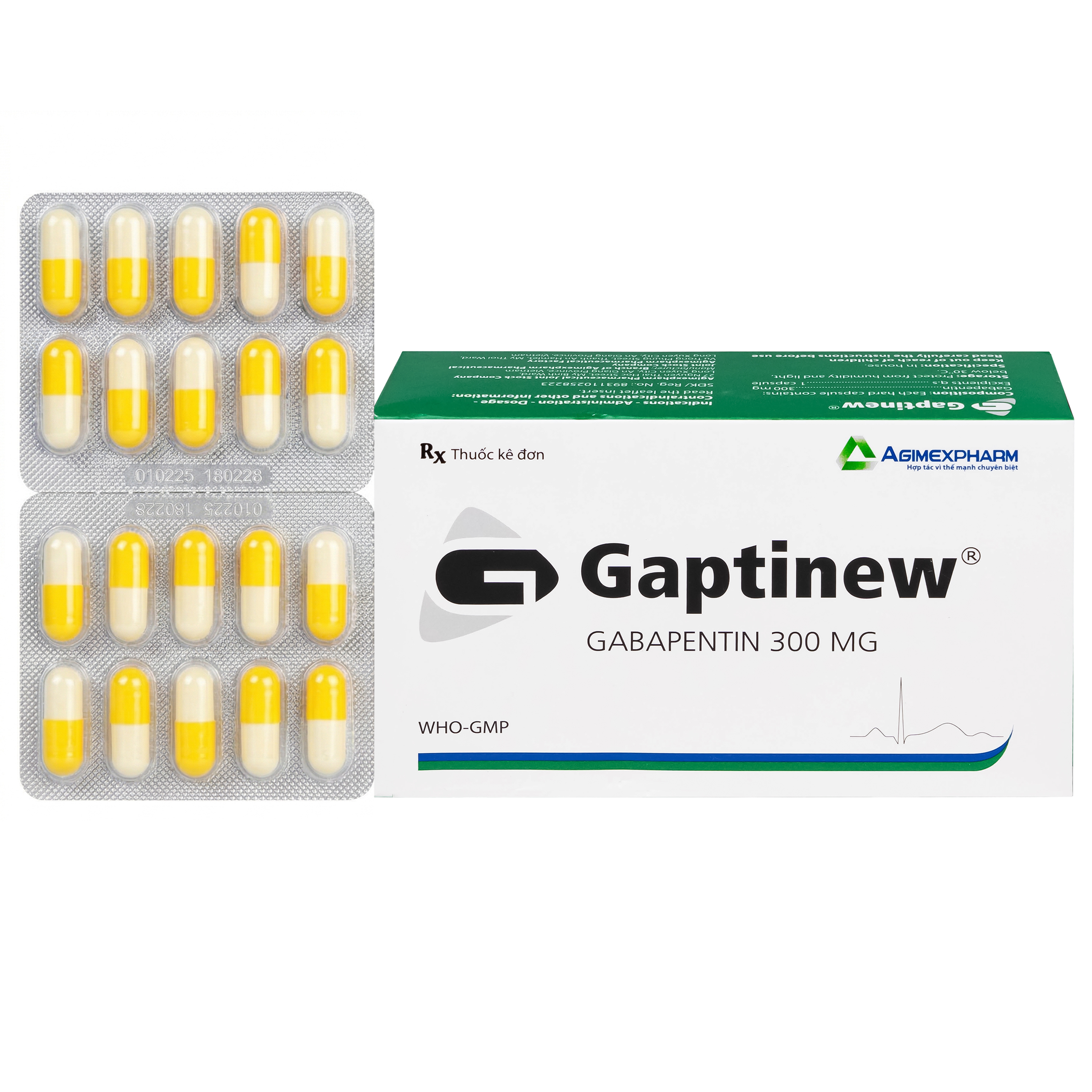 Hình ảnh Thuốc Gaptinew 300mg Agimexpharm điều trị động kinh và đau thần kinh ngoại biên (10 vỉ x 10 viên)