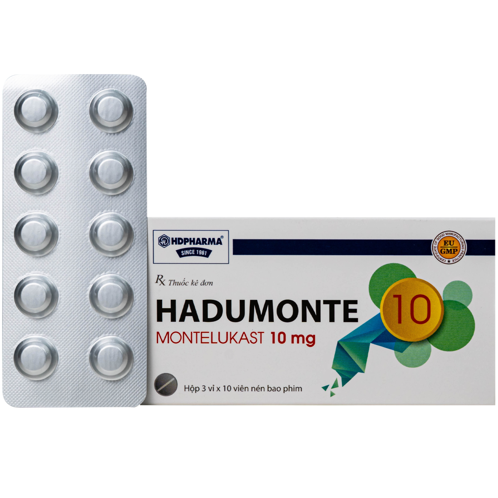Hình ảnh Thuốc HADUMONTE điều trị hen dưới dạng liệu pháp bổ sung ở những bệnh nhân bị hen dai dẳng từ nhẹ đến trung bình (3 vỉ x 10 viên)