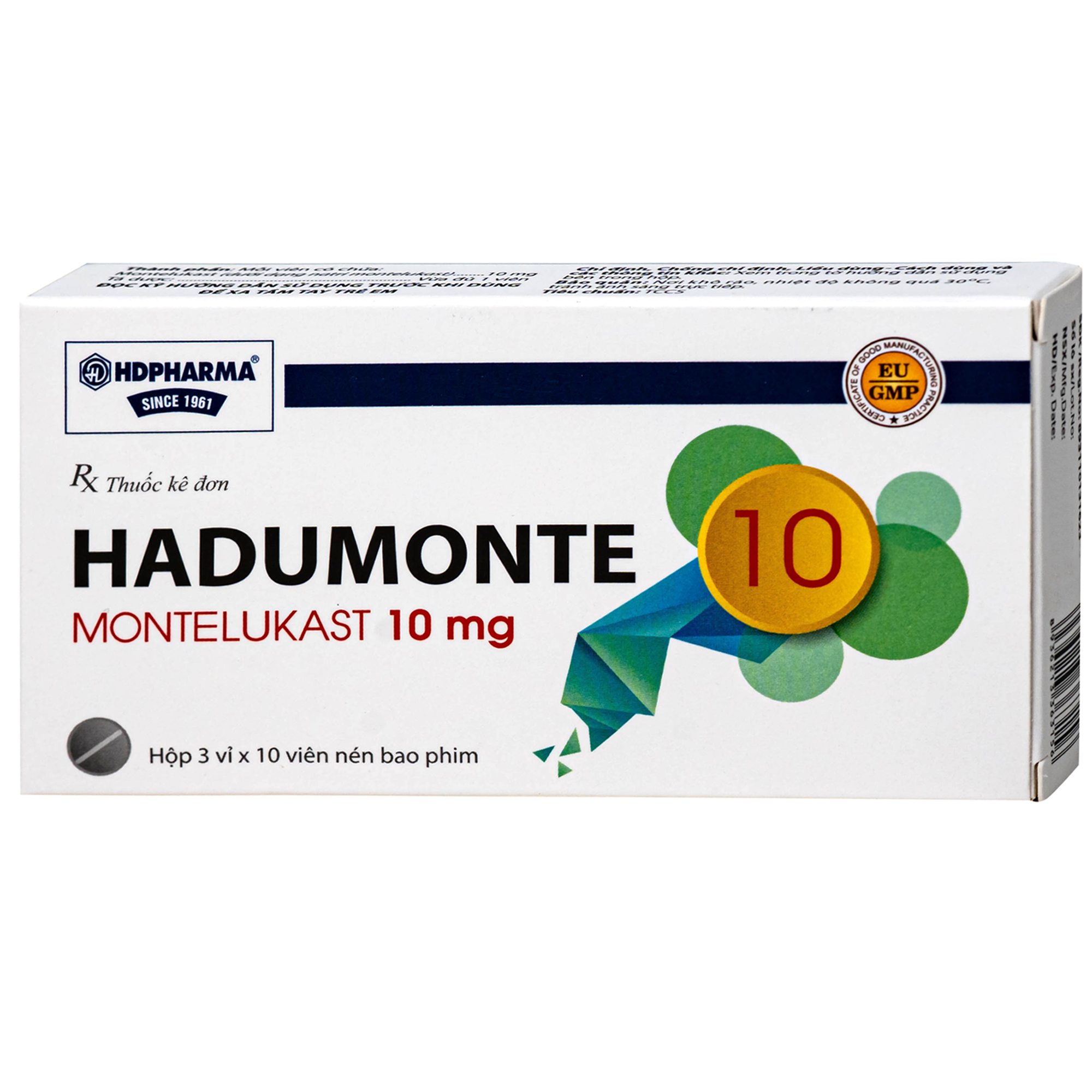 Hình ảnh Thuốc HADUMONTE điều trị hen dưới dạng liệu pháp bổ sung ở những bệnh nhân bị hen dai dẳng từ nhẹ đến trung bình (3 vỉ x 10 viên)