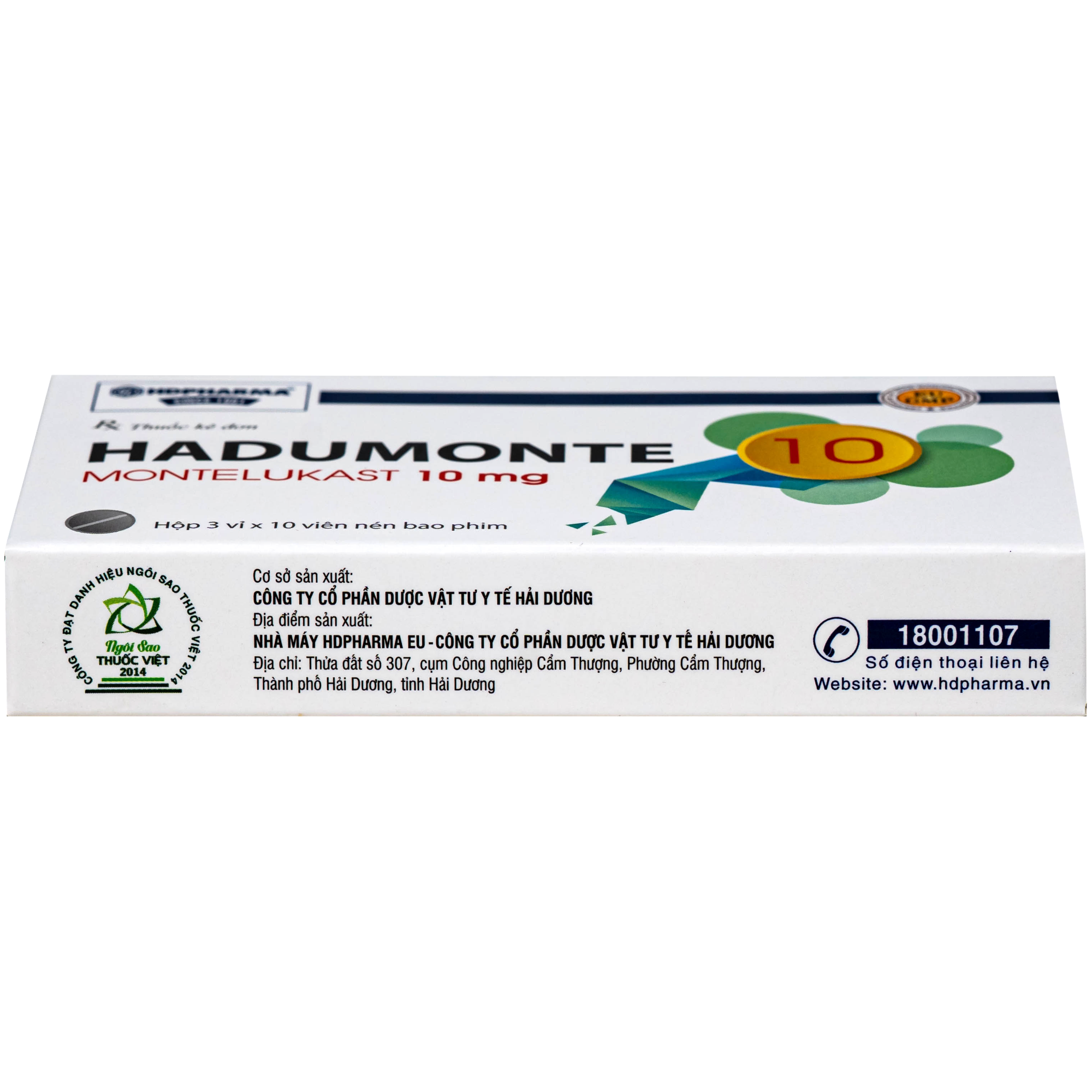 Hình ảnh Thuốc HADUMONTE điều trị hen dưới dạng liệu pháp bổ sung ở những bệnh nhân bị hen dai dẳng từ nhẹ đến trung bình (3 vỉ x 10 viên)