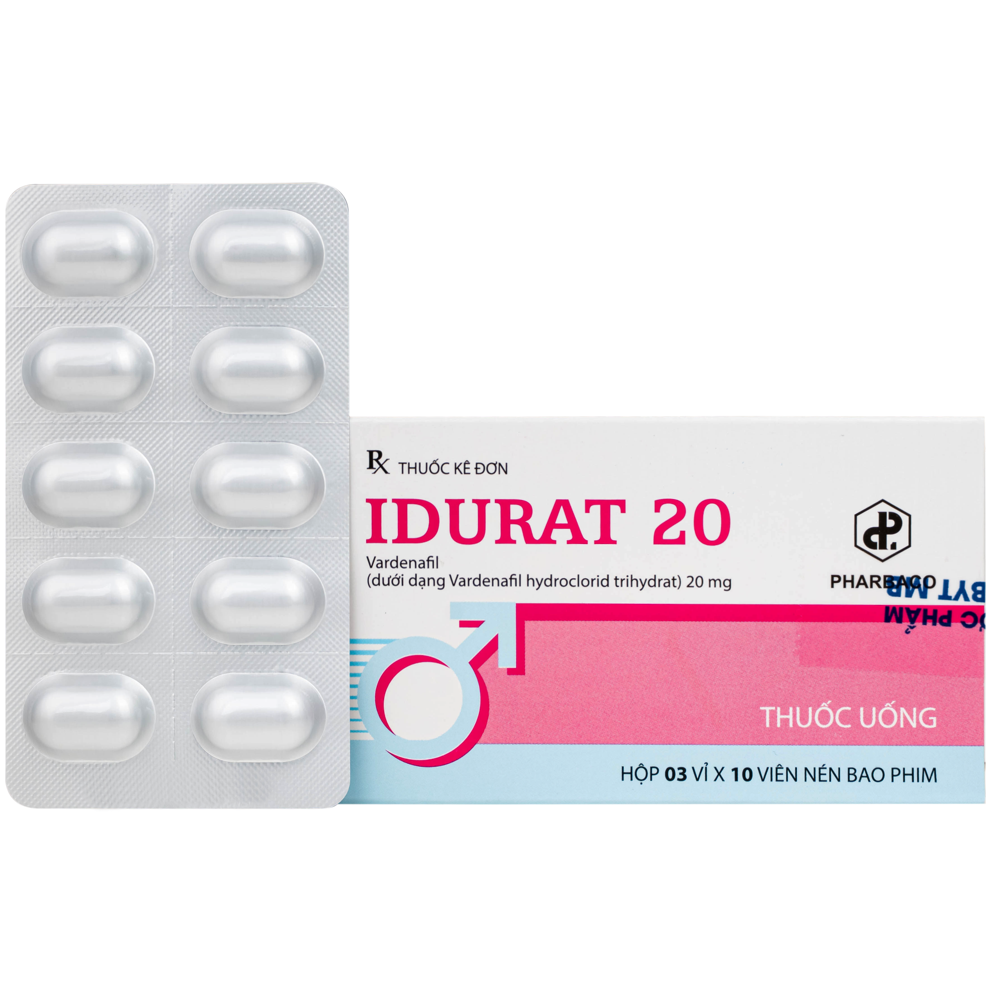Hình ảnh Thuốc Idurat 20mg Pharbaco điều trị rối loạn cương dương (3 vỉ x 10 viên)