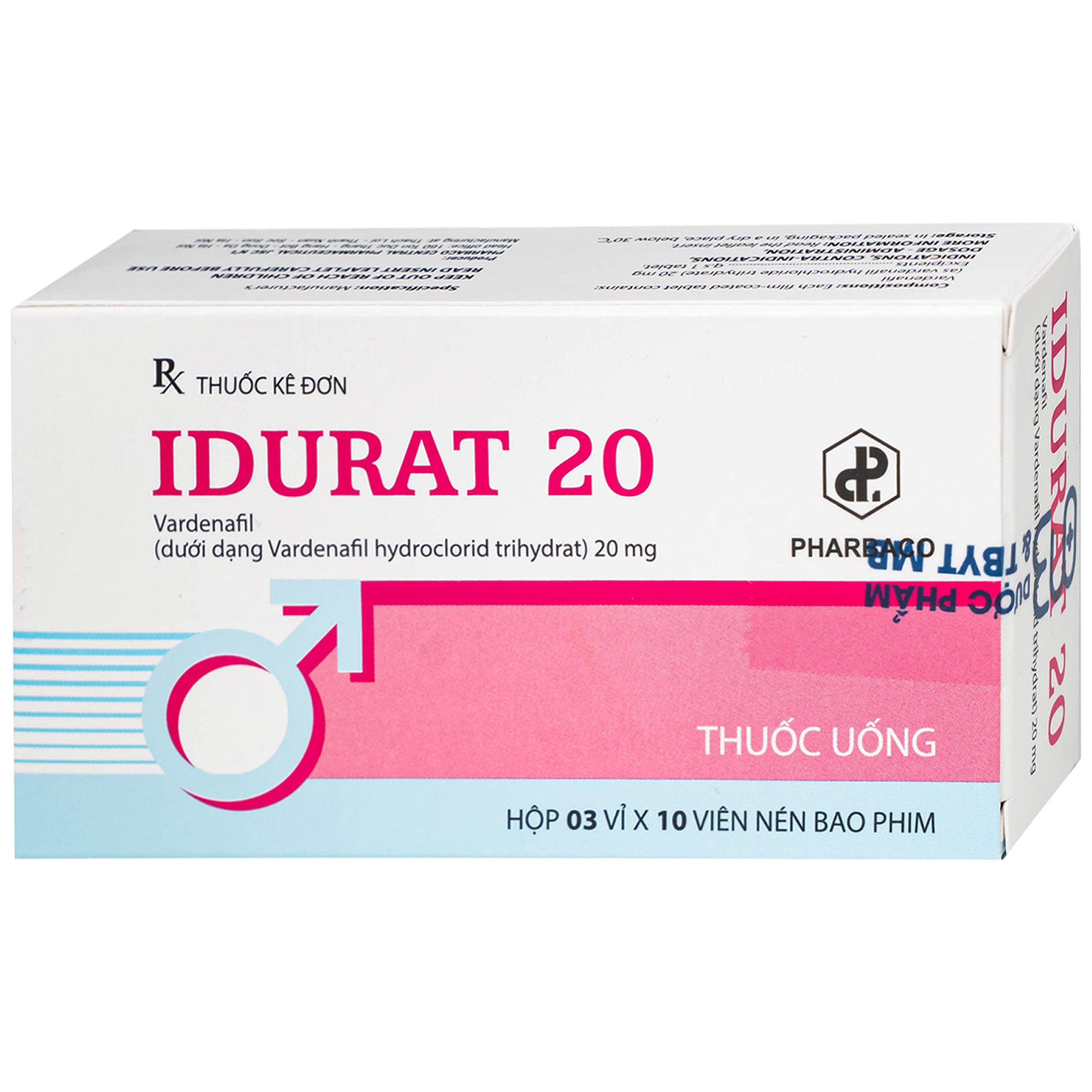 Hình ảnh Thuốc Idurat 20mg Pharbaco điều trị rối loạn cương dương (3 vỉ x 10 viên)