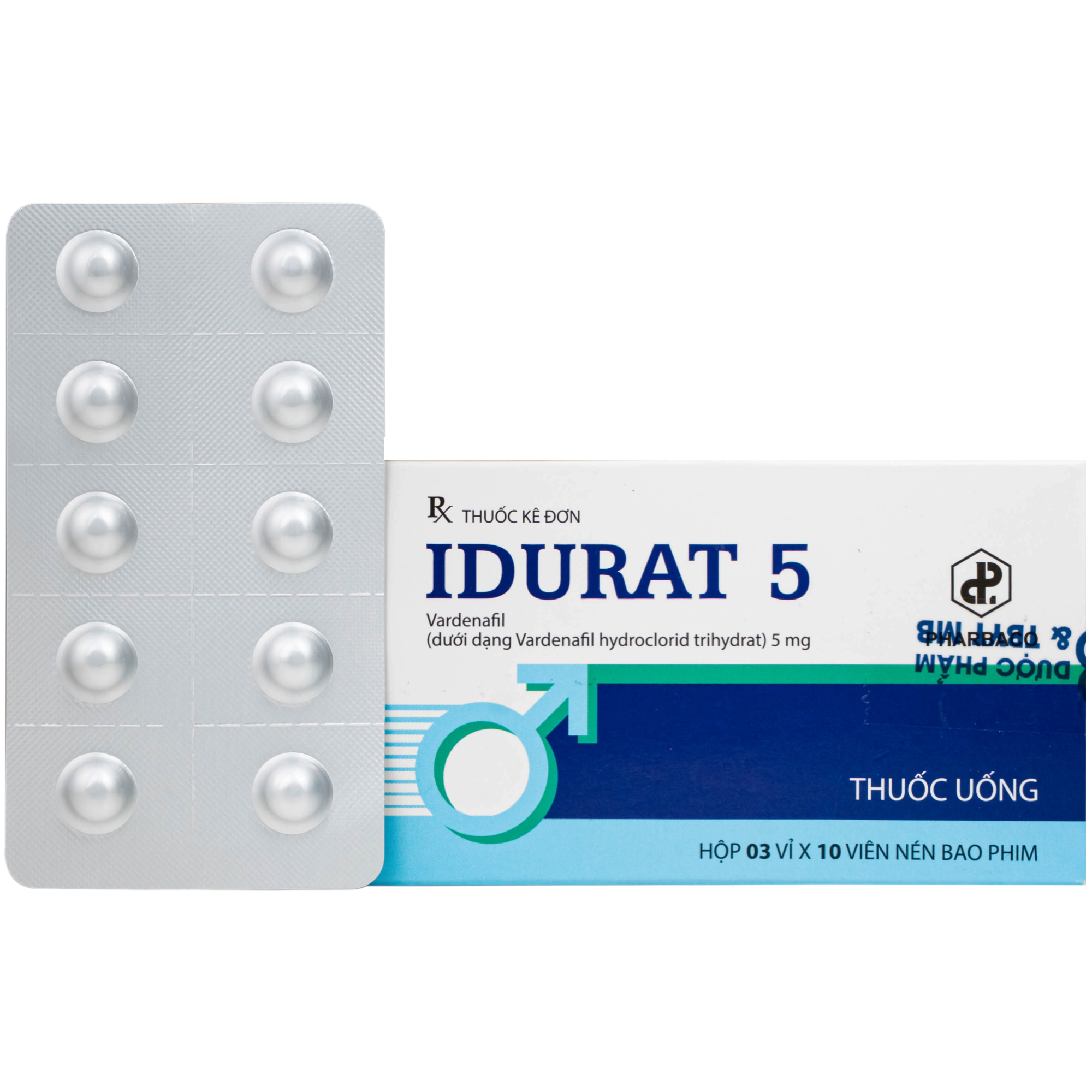 Hình ảnh Thuốc Idurat 5mg Pharbaco điều trị rối loạn cương dương (3 vỉ x 10 viên)