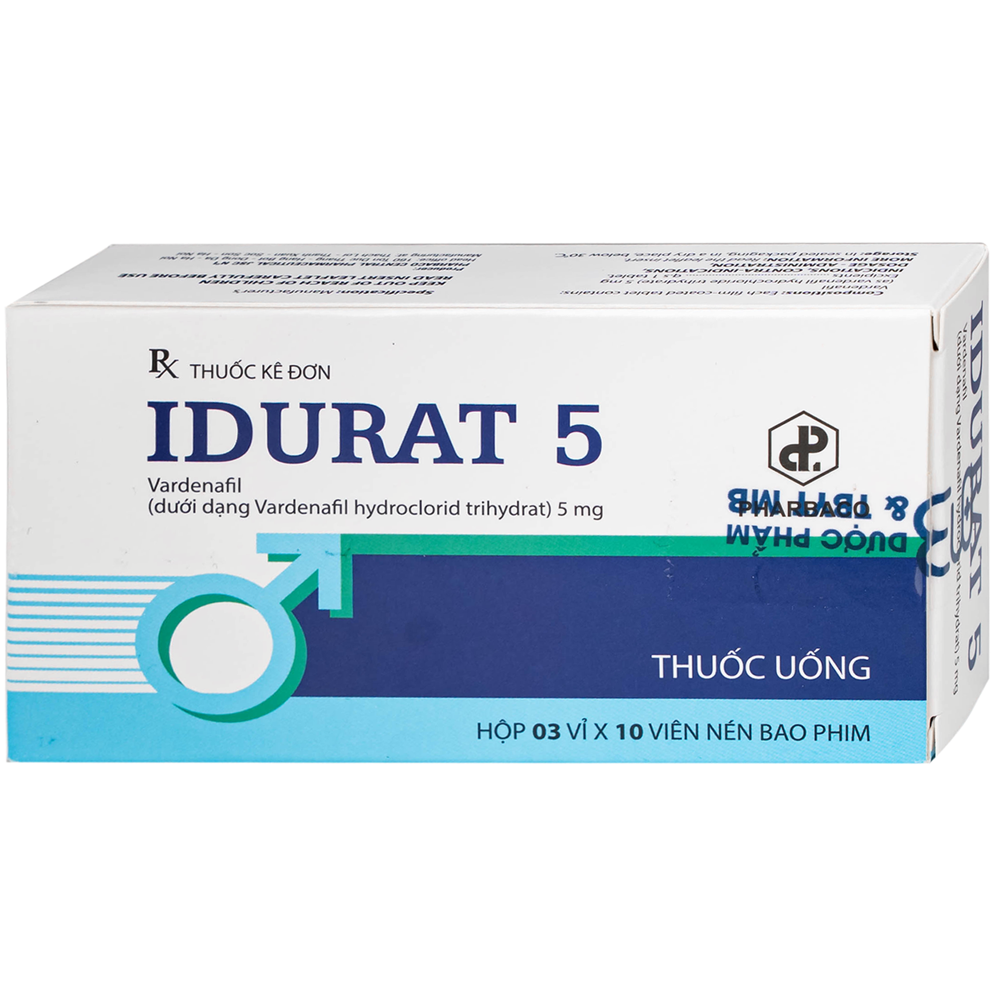 Hình ảnh Thuốc Idurat 5mg Pharbaco điều trị rối loạn cương dương (3 vỉ x 10 viên)