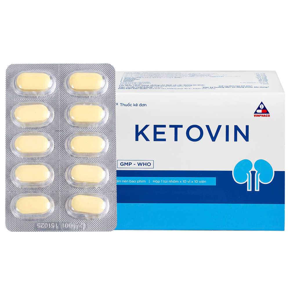Hình ảnh Thuốc Ketovin Vinphaco phòng ngừa và điều trị rối loạn chuyển hóa protein trong suy thận mạn (10 vỉ x 10 viên)