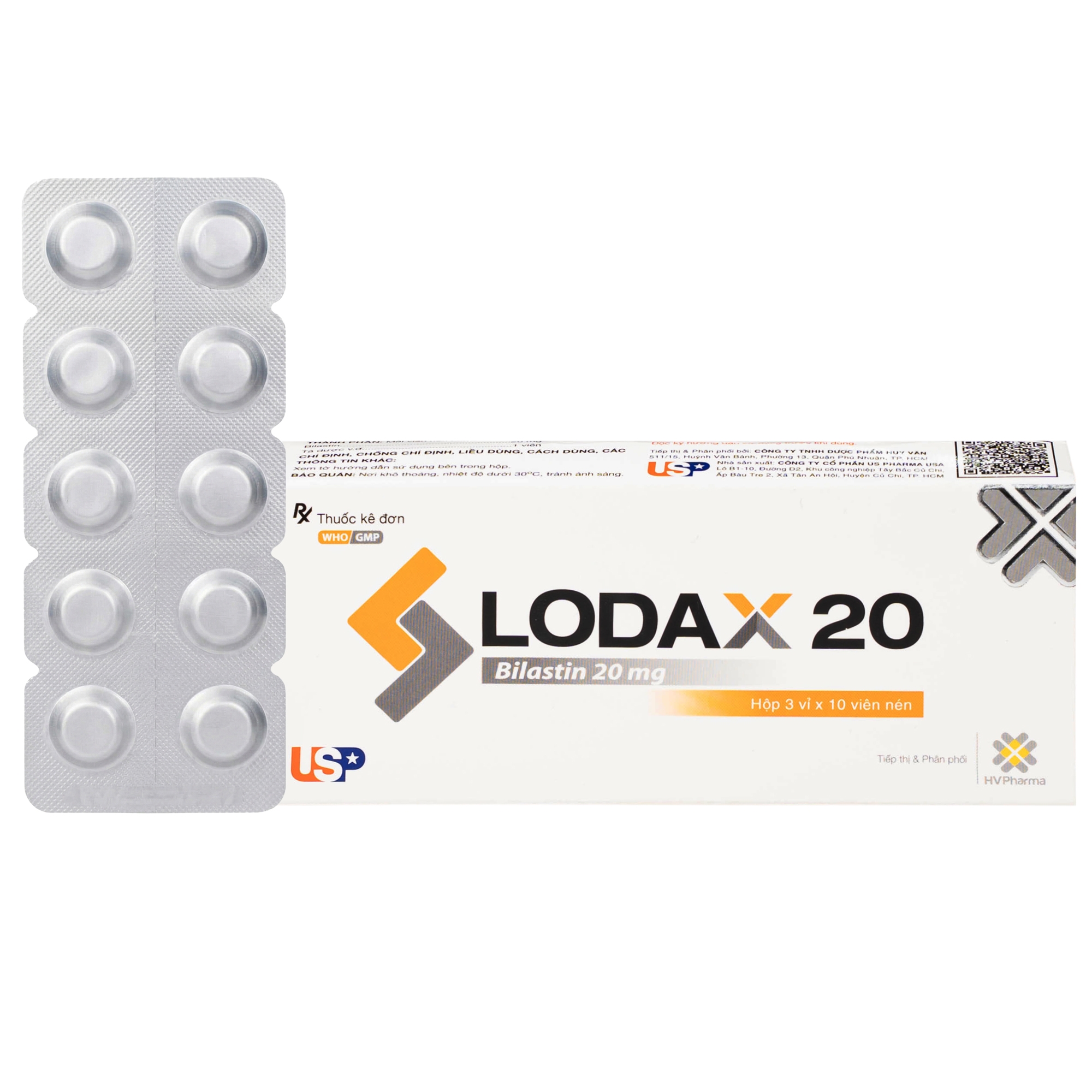 Hình ảnh Thuốc Lodax 20mg USP điều trị triệu chứng trong trường hợp viêm mũi dị ứng và mày đay (3 vỉ x 10 viên)