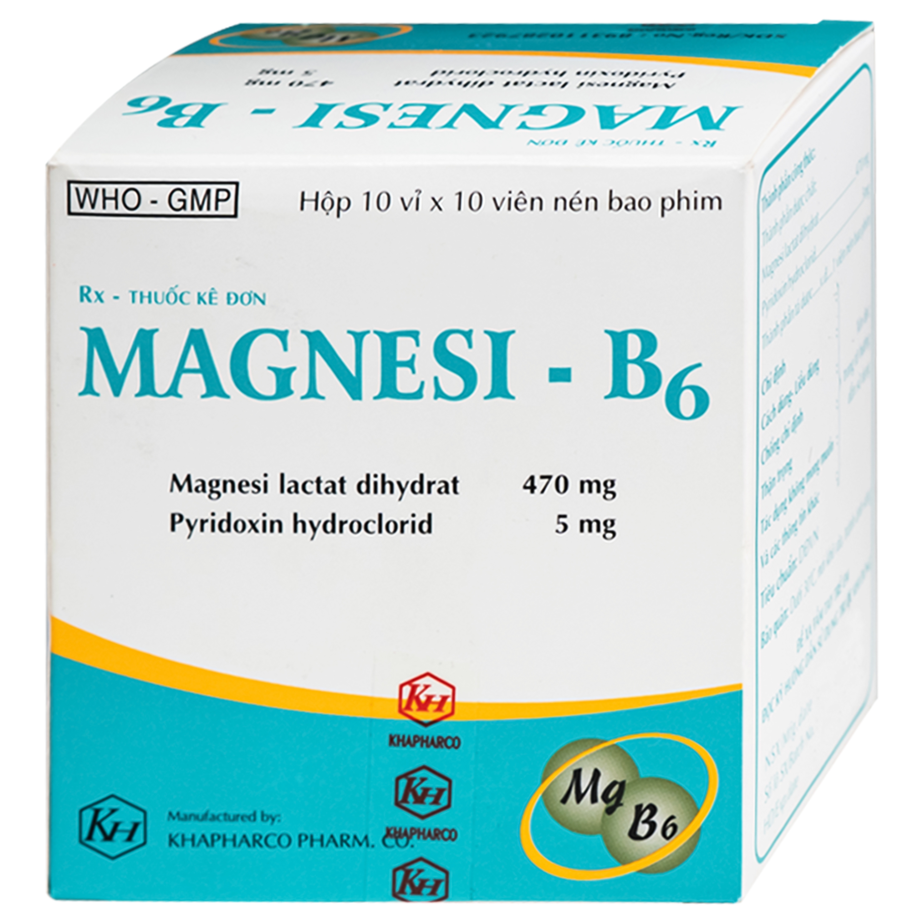 Hình ảnh Thuốc Magnesi-B6 Khapharco giảm các triệu chứng thiếu hụt magnesi, nôn mửa, khó chịu (10 vỉ x 10 viên)