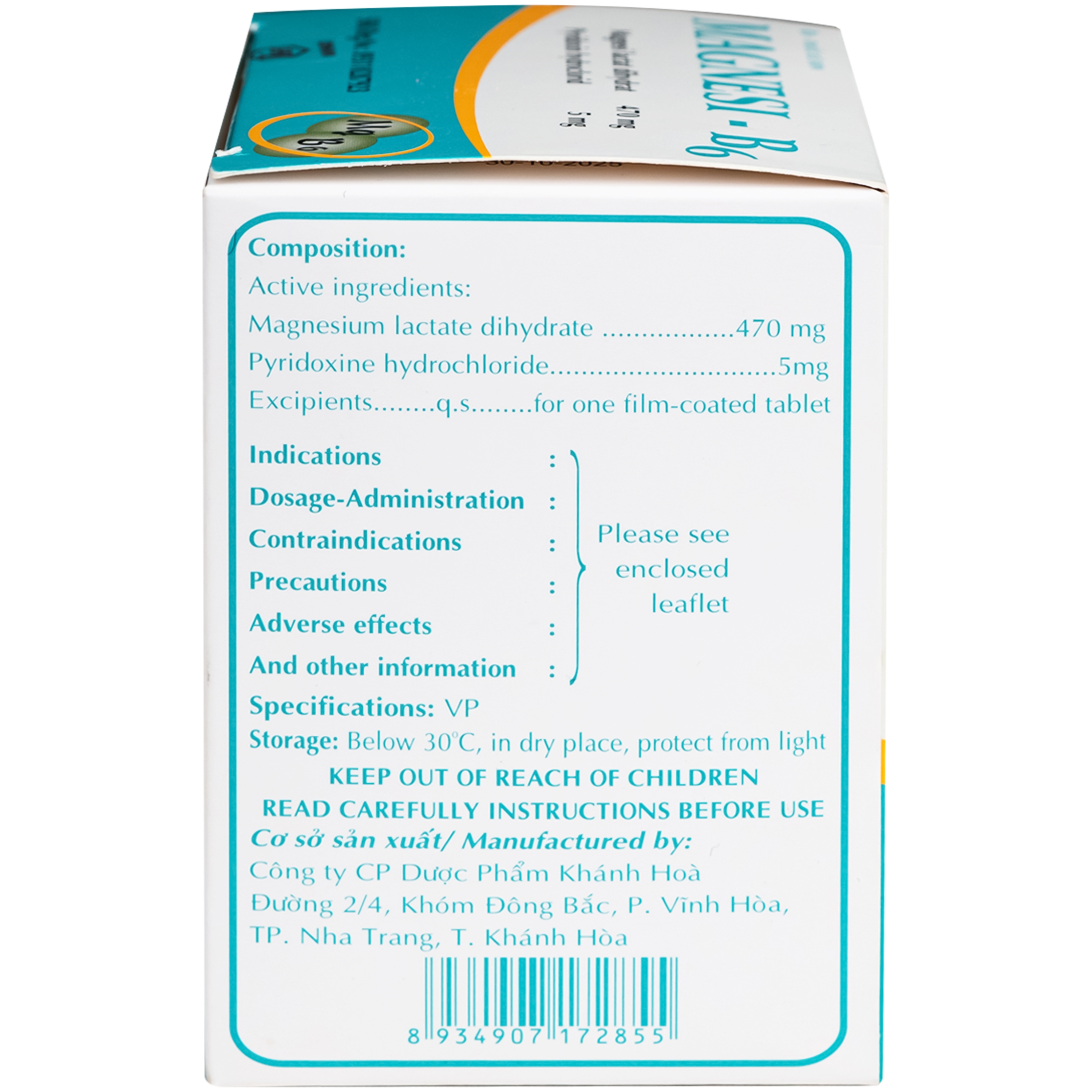 Hình ảnh Thuốc Magnesi-B6 Khapharco giảm các triệu chứng thiếu hụt magnesi, nôn mửa, khó chịu (10 vỉ x 10 viên)
