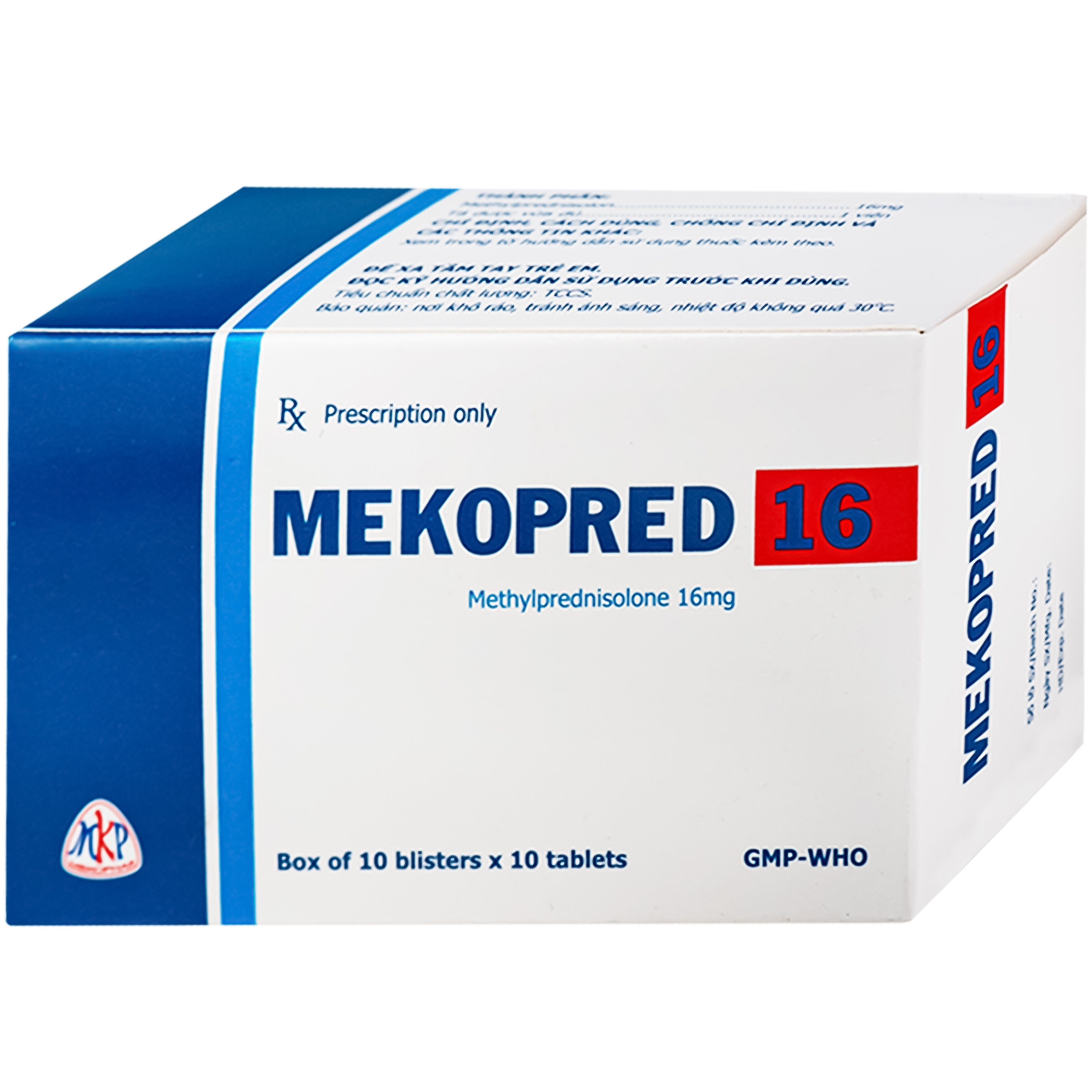 Hình ảnh Thuốc Mekopred 16 Mekophar Chống viêm, giảm miễn dịch trong viêm khớp, lupus ban đỏ (10 vỉ x 10 viên)