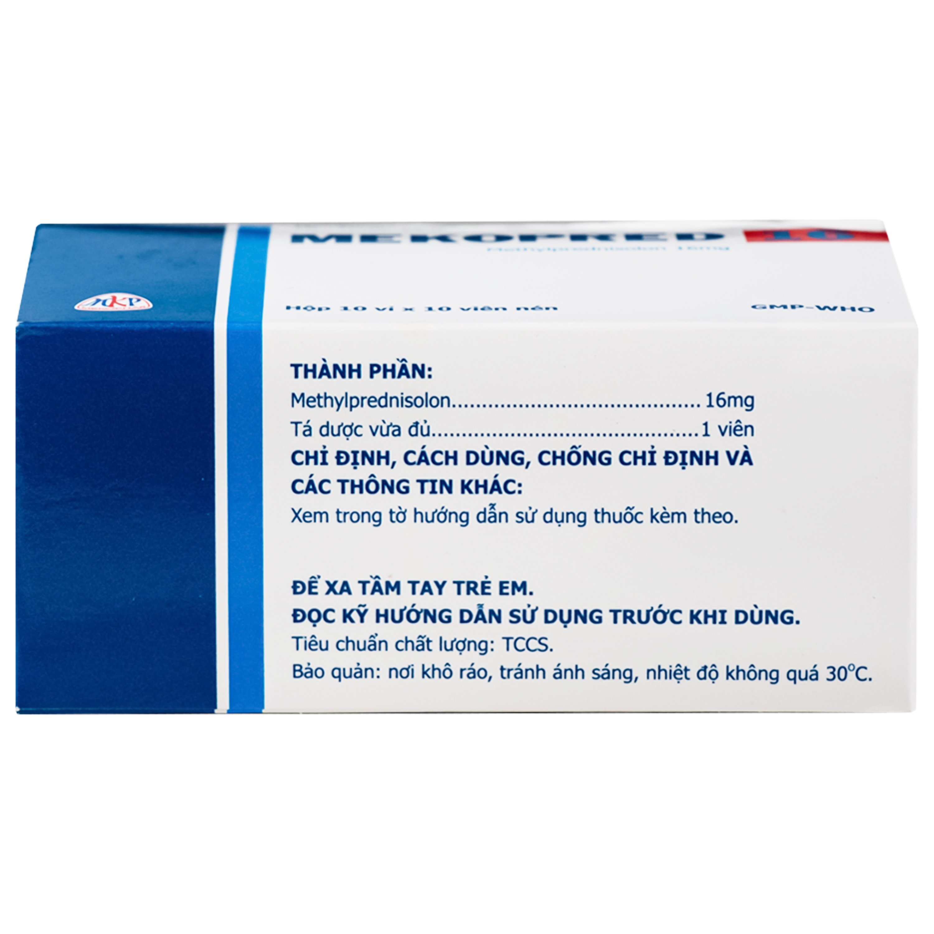 Hình ảnh Thuốc Mekopred 16 Mekophar Chống viêm, giảm miễn dịch trong viêm khớp, lupus ban đỏ (10 vỉ x 10 viên)
