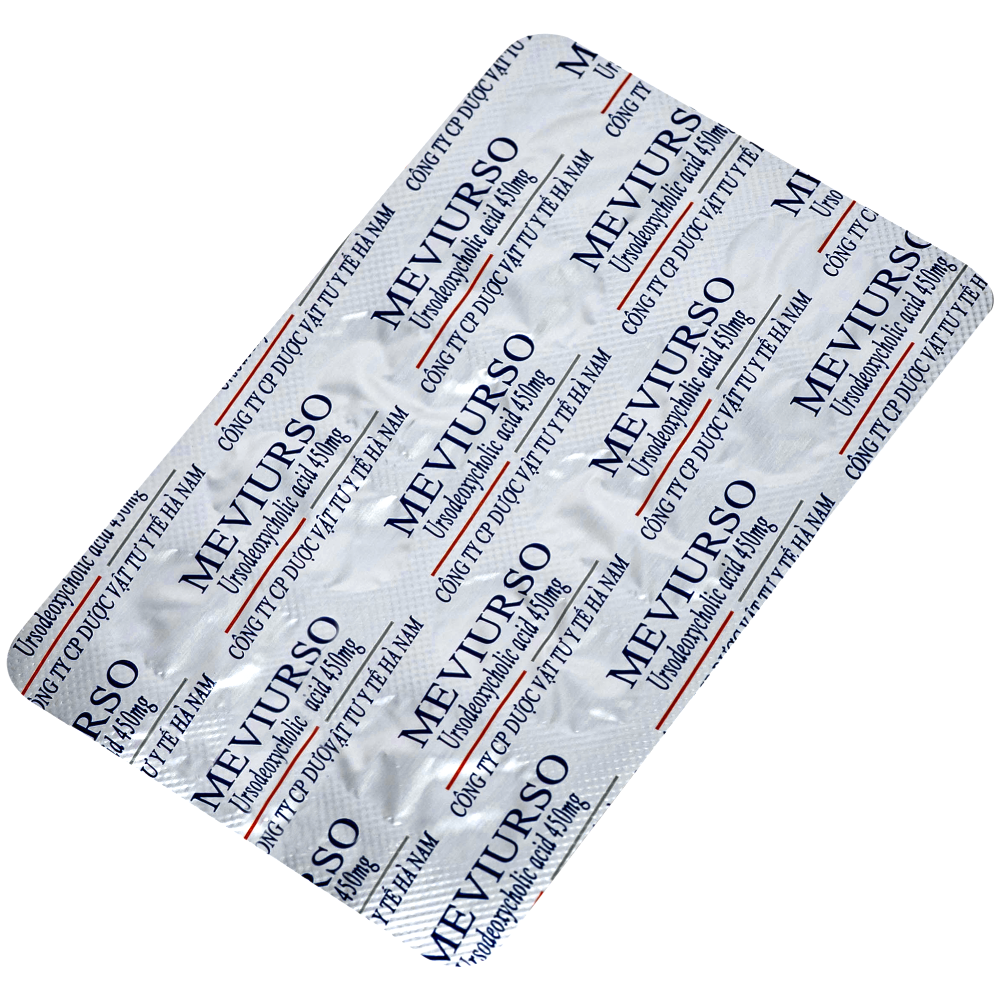 Hình ảnh Thuốc Meviurso 450mg Hà Nam dùng để hòa tan sỏi cholesterol, viêm đường mật nguyên phát (3 vỉ x 10 viên)