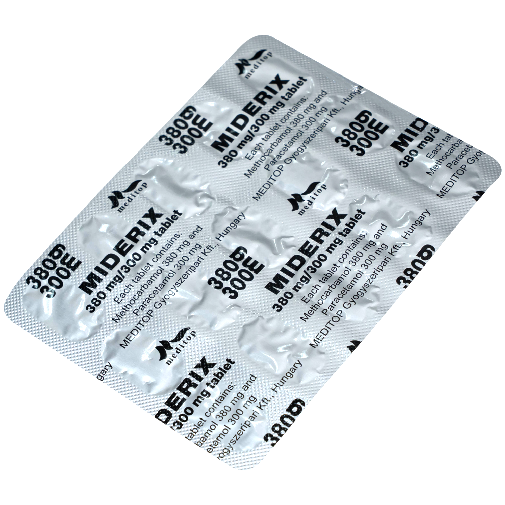 Hình ảnh Thuốc Miderix 380mg/300mg Meditop điều trị triệu chứng đau do co thắt cơ trong các rối loạn cơ xương cấp tính (4 vỉ x 15 viên)