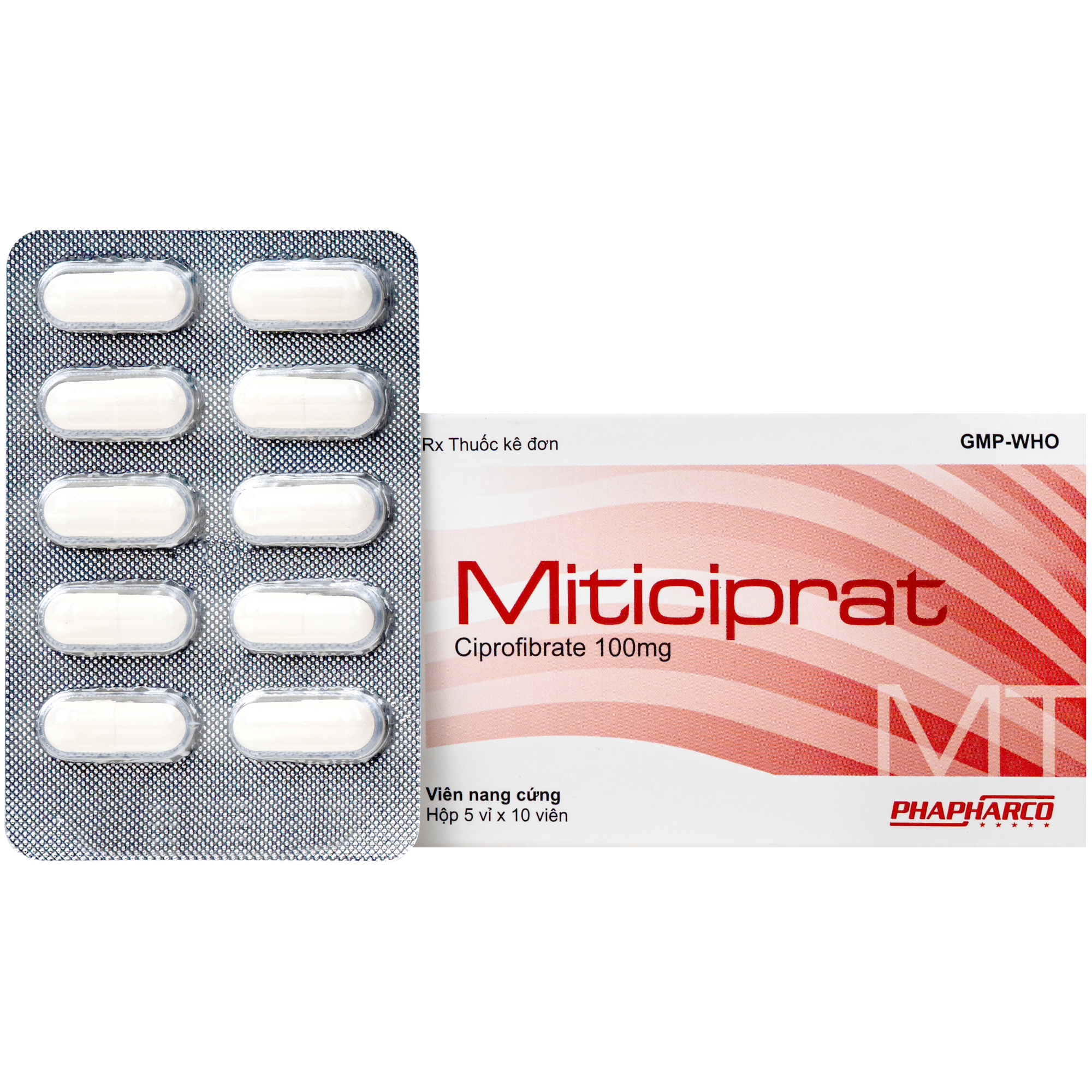 Hình ảnh Thuốc Miticiprat 100mg Bình Thuận điều trị mỡ máu cao (5 vỉ x 10 viên)