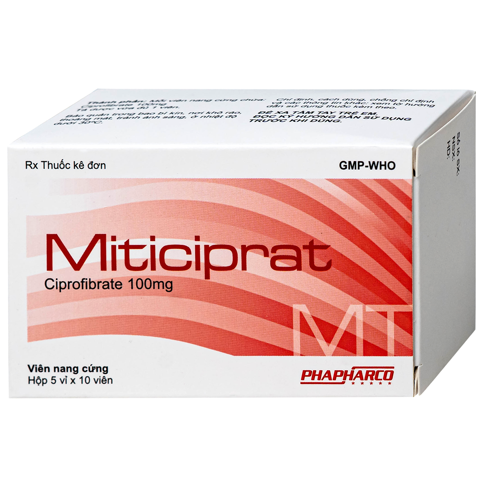 Hình ảnh Thuốc Miticiprat 100mg Bình Thuận điều trị mỡ máu cao (5 vỉ x 10 viên)