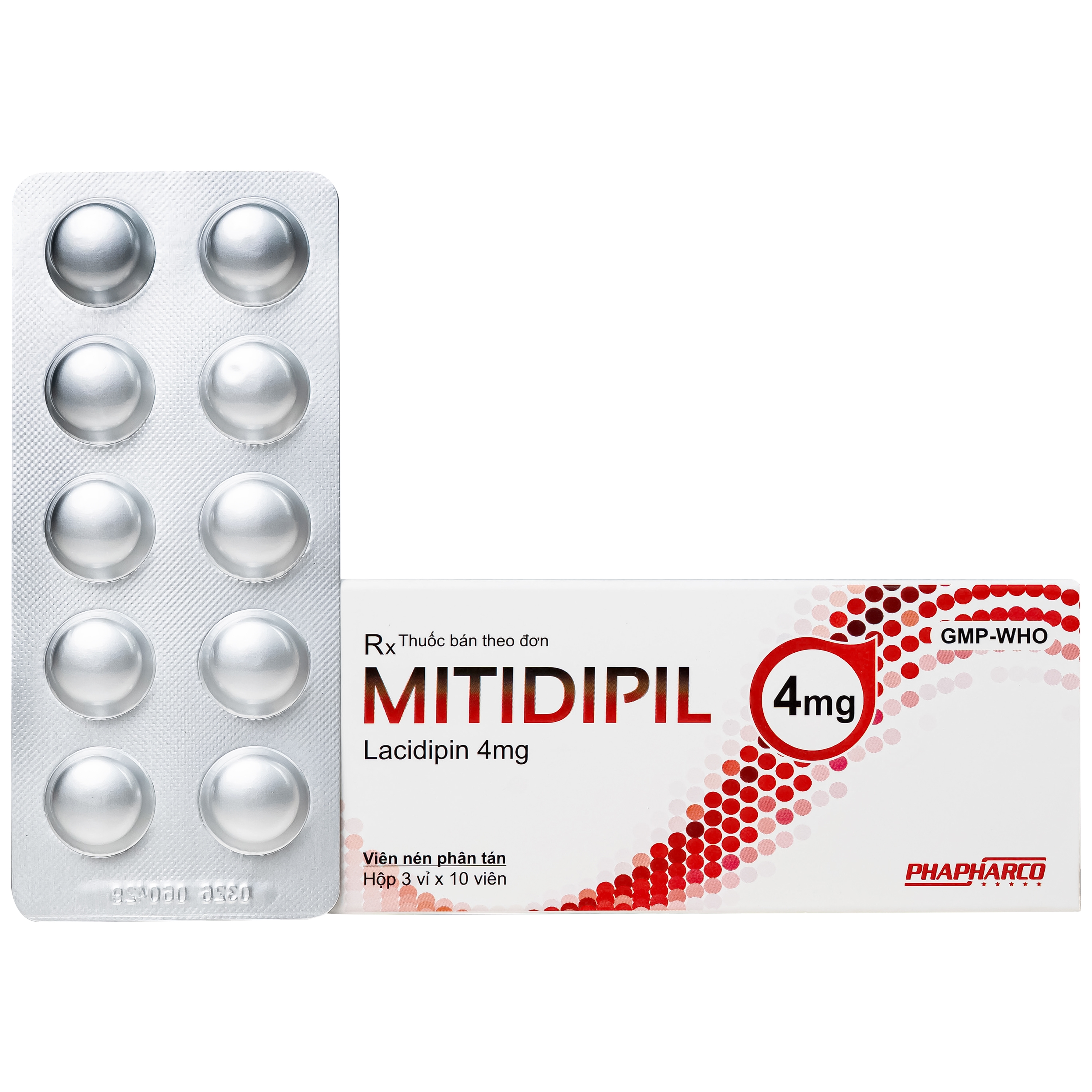 Hình ảnh Thuốc Mitidipil 4mg Pharphaco điều trị tăng huyết áp (3 vỉ x 10 viên)