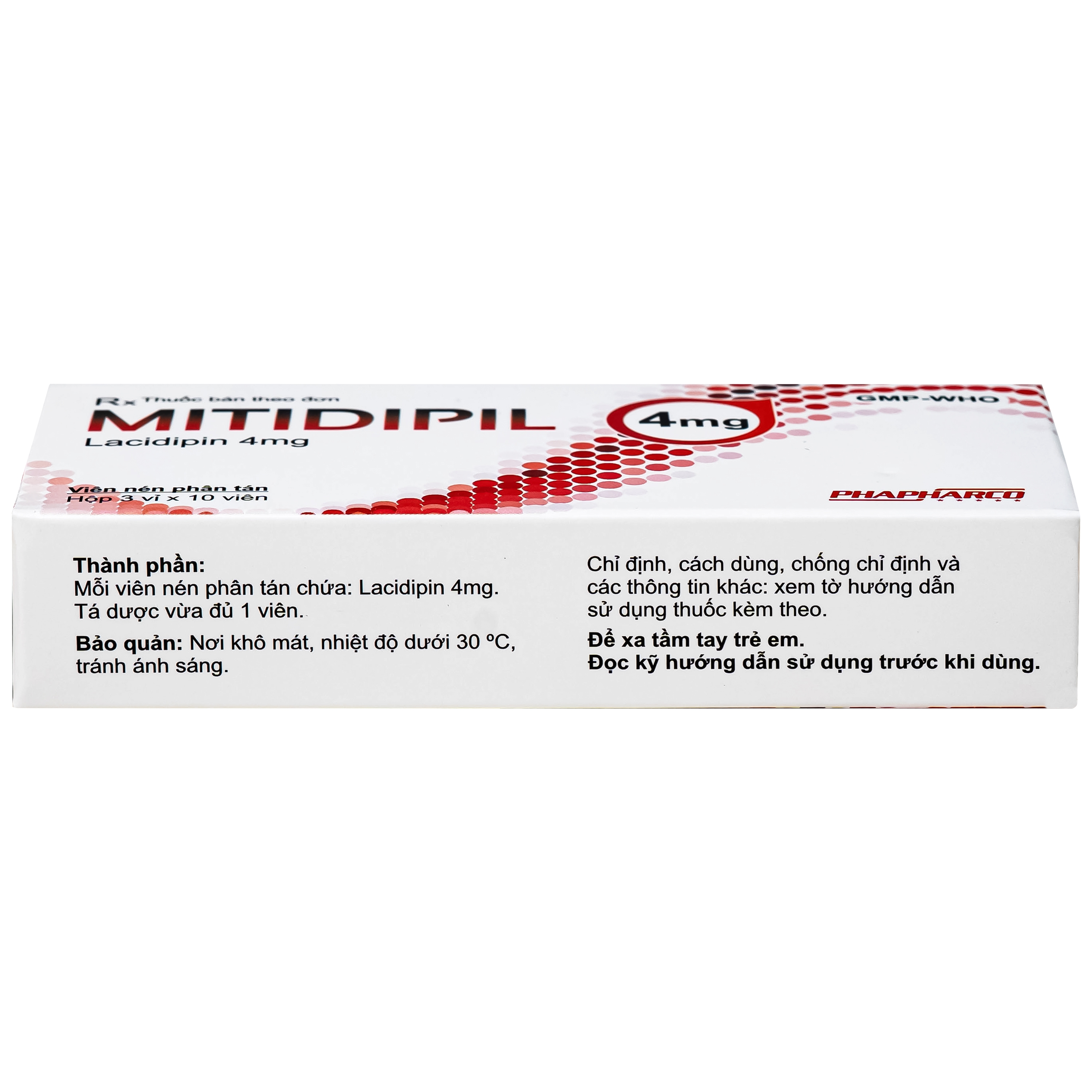 Hình ảnh Thuốc Mitidipil 4mg Pharphaco điều trị tăng huyết áp (3 vỉ x 10 viên)