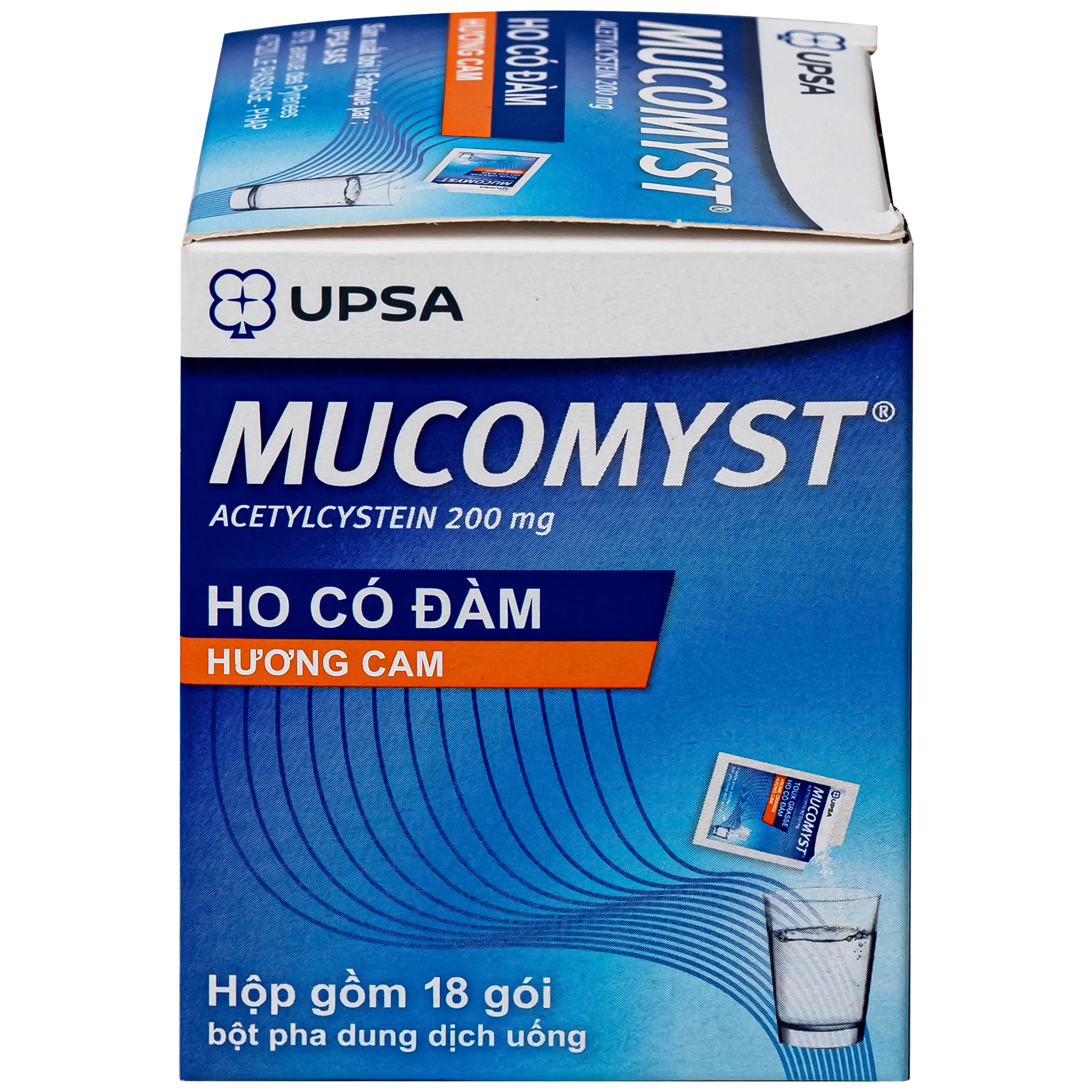 Hình ảnh Thuốc Mucomyst 200mg UPSA điều trị ho có đờm, giúp long đờm và tiêu nhầy (18 gói)