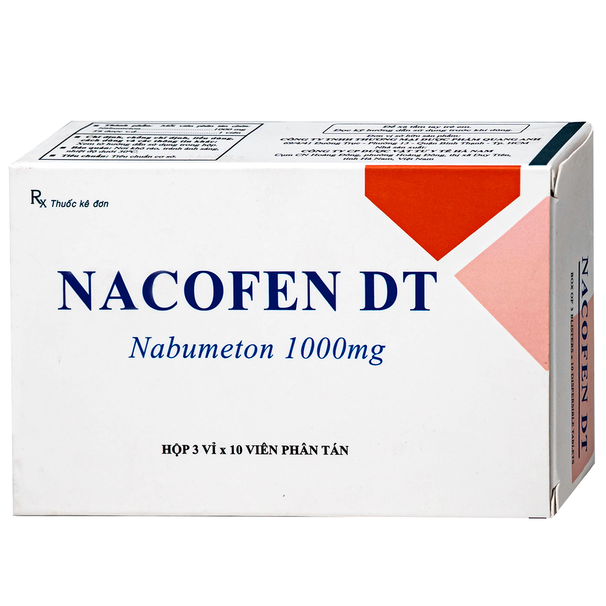 Hình ảnh Thuốc Nacofen DT 1000mg Hà Nam điều trị các triệu chứng kéo dài của viêm khớp mạn tính (3 vỉ x 10 viên)