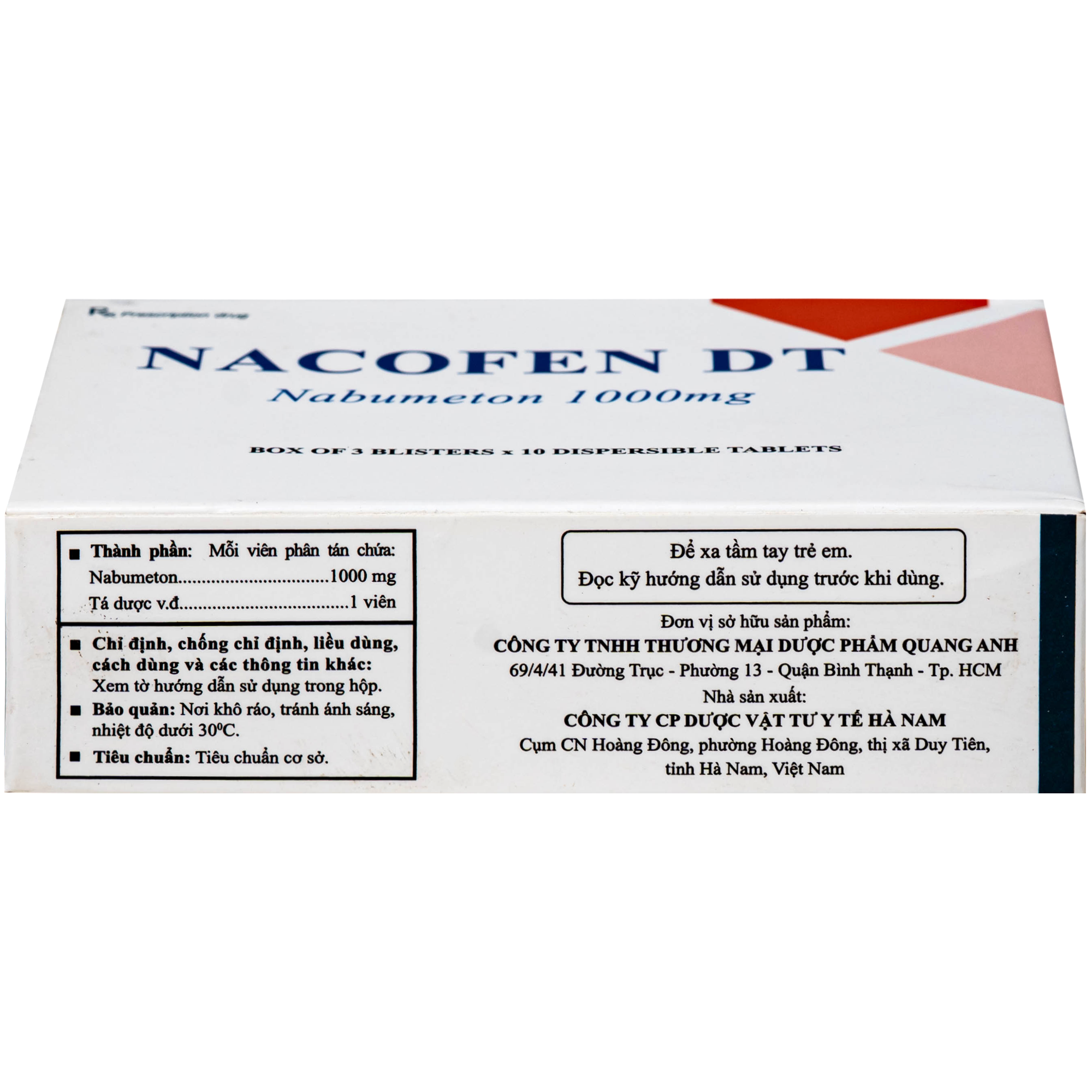 Hình ảnh Thuốc Nacofen DT 1000mg Hà Nam điều trị các triệu chứng kéo dài của viêm khớp mạn tính (3 vỉ x 10 viên)