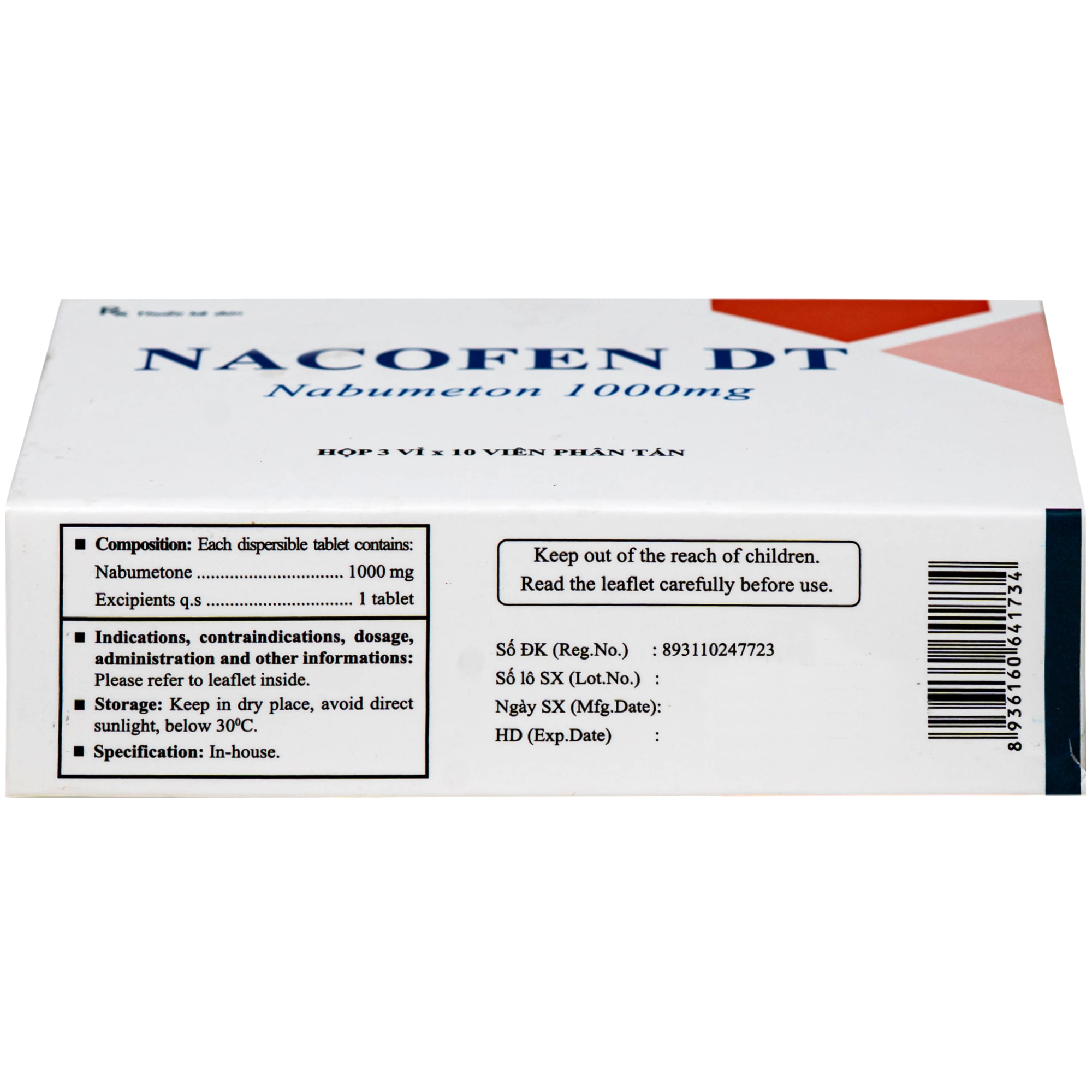 Hình ảnh Thuốc Nacofen DT 1000mg Hà Nam điều trị các triệu chứng kéo dài của viêm khớp mạn tính (3 vỉ x 10 viên)