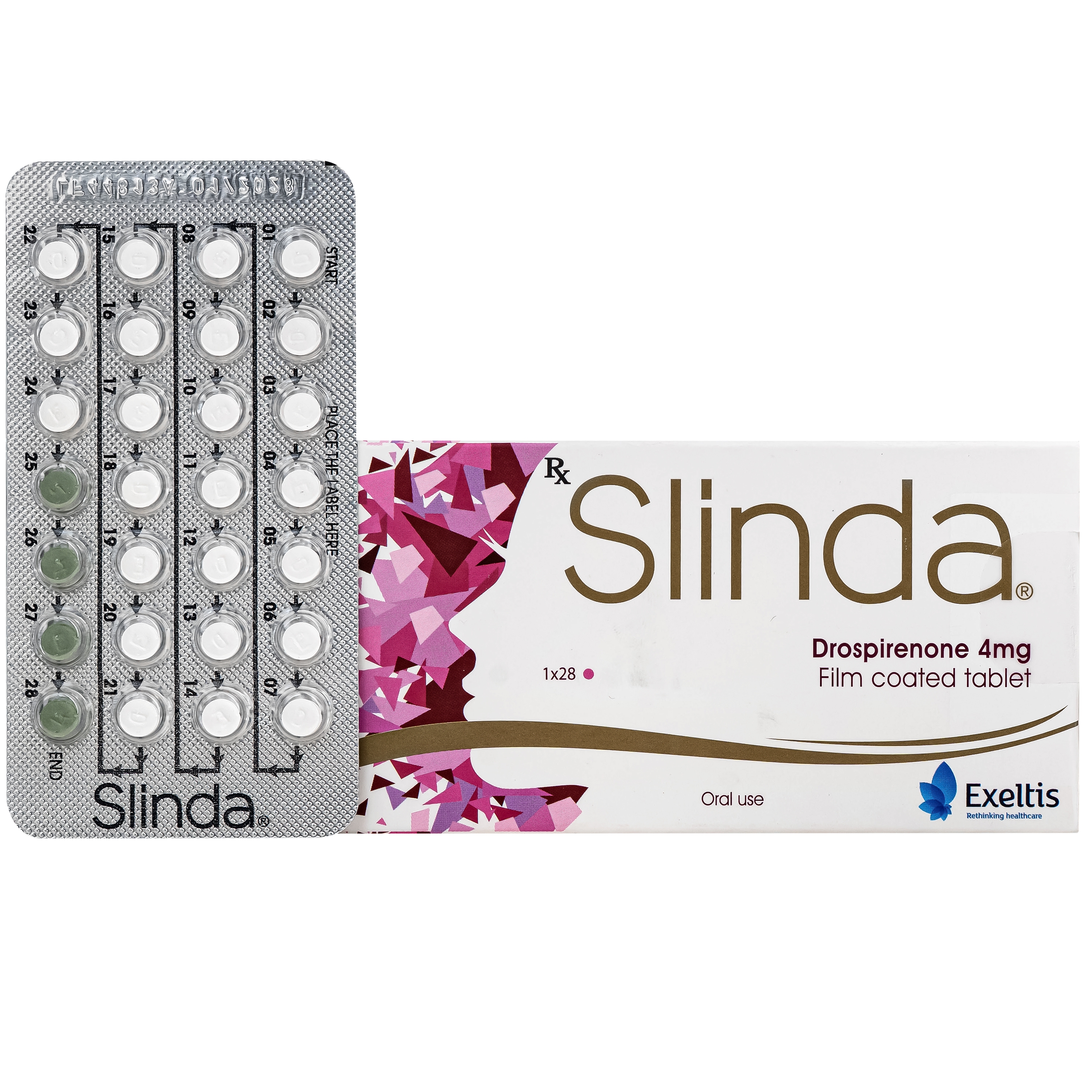 Hình ảnh Thuốc ngừa thai hàng ngày Slinda 4mg Exeltis không chứa estrogen, dùng được cho phụ nữ cho con bú (1 vỉ x 28 viên)