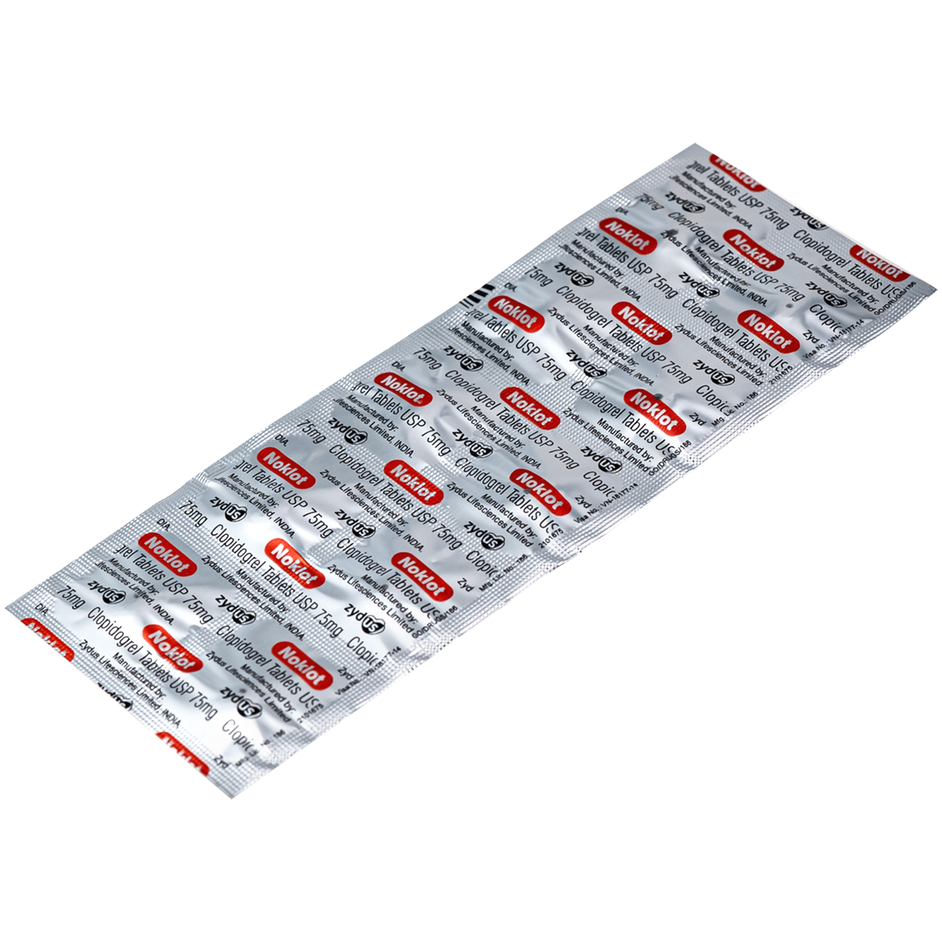 Hình ảnh Thuốc Noklot 75mg Zydus phòng ngừa biến cố xơ vữa động mạch (10 vỉ x 10 viên)