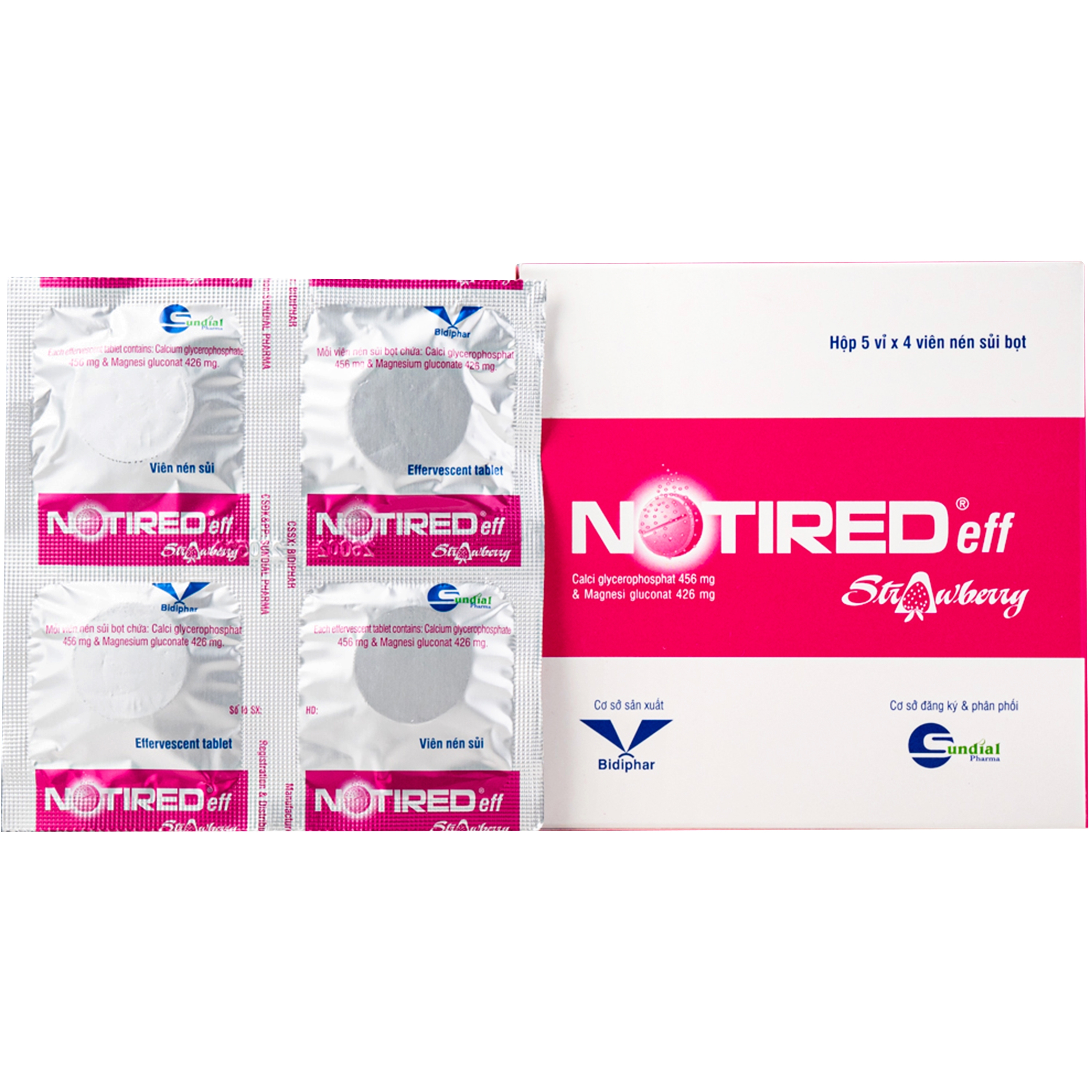 Hình ảnh Thuốc Notired Eff Strawberry 456/426mg trị suy nhược chức năng (5 vỉ x 4 viên)