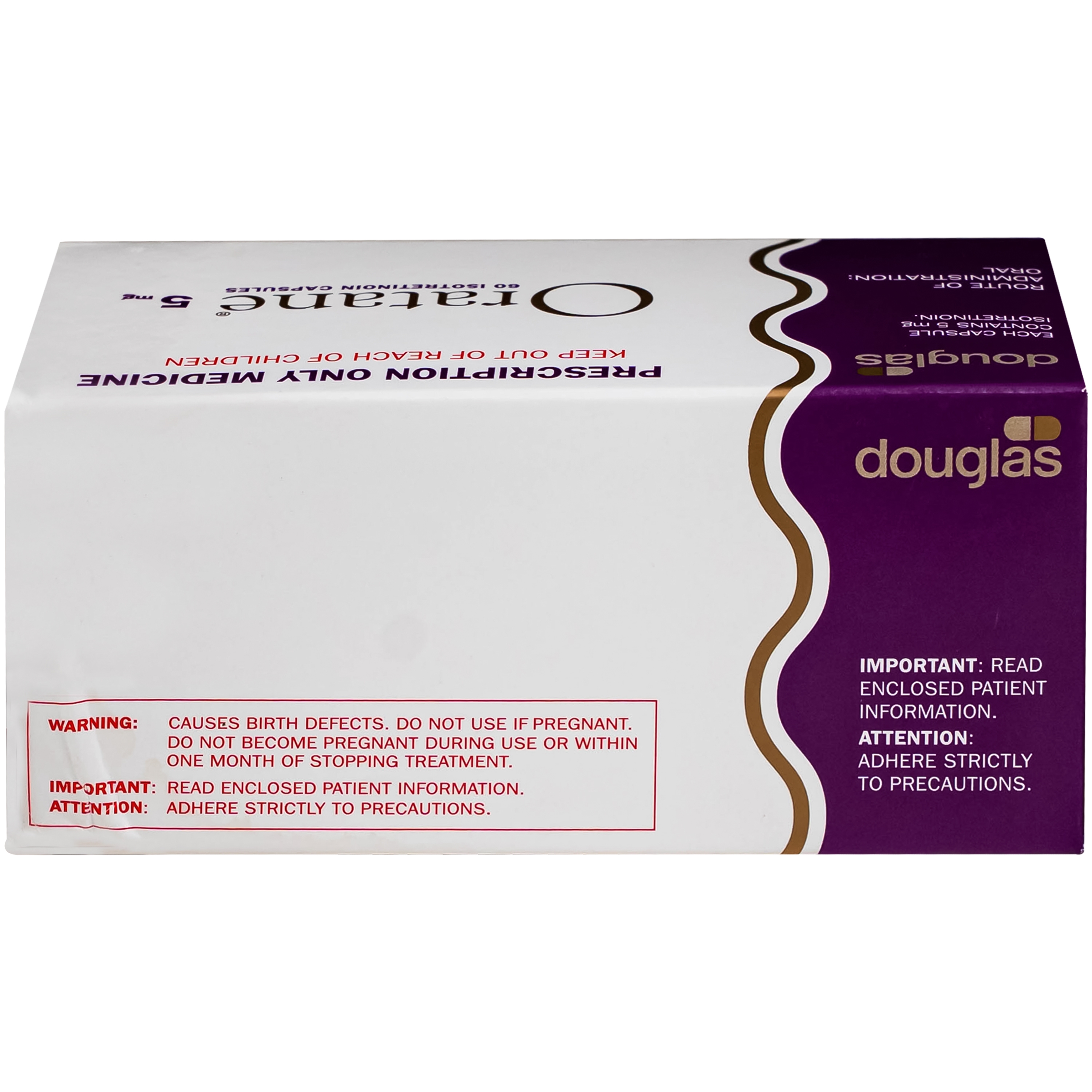 Hình ảnh Thuốc Oratane 5mg Douglas hỗ trợ điều trị mụn trứng cá nặng, đặc biệt là mụn trứng cá dạng bọc (6 vỉ x 10 viên)