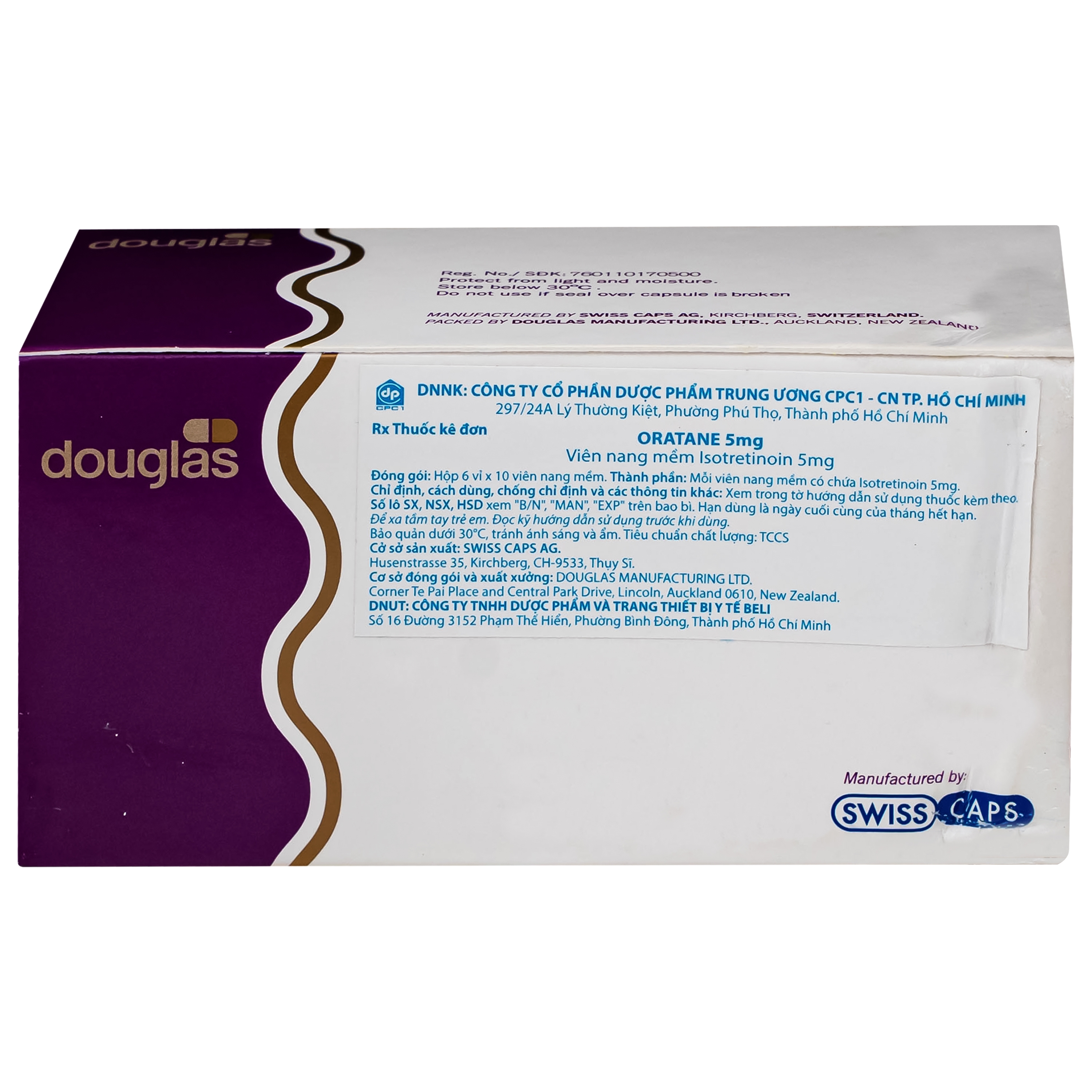Hình ảnh Thuốc Oratane 5mg Douglas hỗ trợ điều trị mụn trứng cá nặng, đặc biệt là mụn trứng cá dạng bọc (6 vỉ x 10 viên)