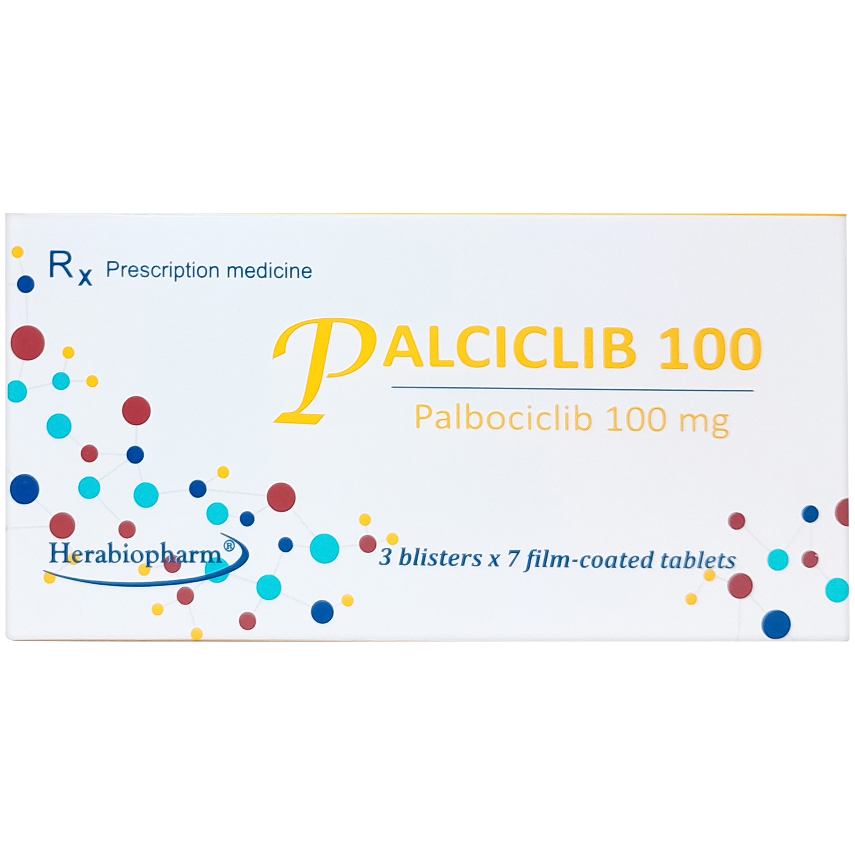 Hình ảnh Thuốc Palciclib cap 100mg Herabiopharm điều trị ung thư vú (3 vỉ x 7 viên)