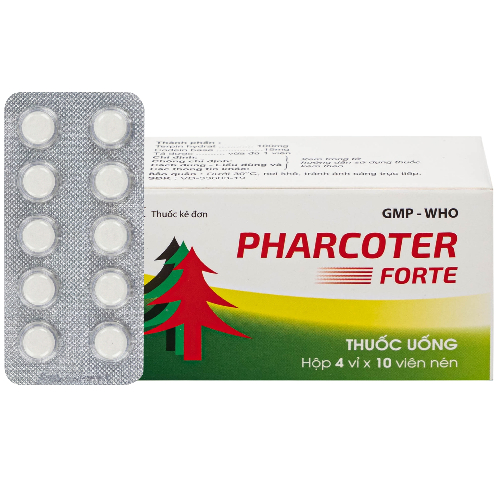 Hình ảnh Thuốc Pharcoter Forte Điều Trị Ho, Long Đờm (4 Vỉ X 10 Viên)