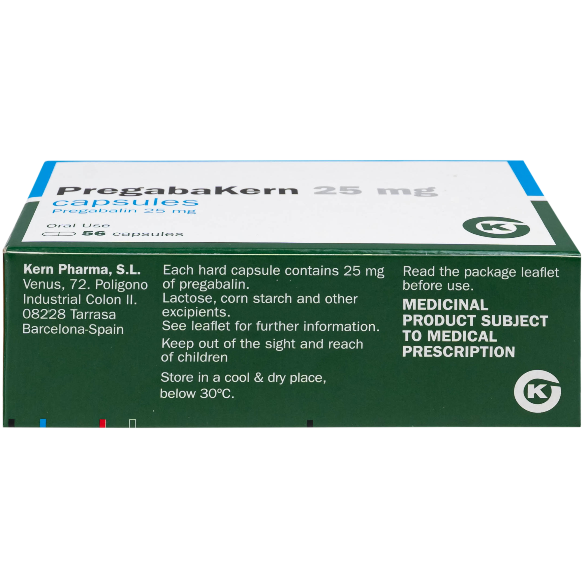 Hình ảnh Thuốc Pregabakern 25mg KERN điều trị đau thần kinh, động kinh, rối loạn lo âu tổng quát (4 vỉ x 14 viên)