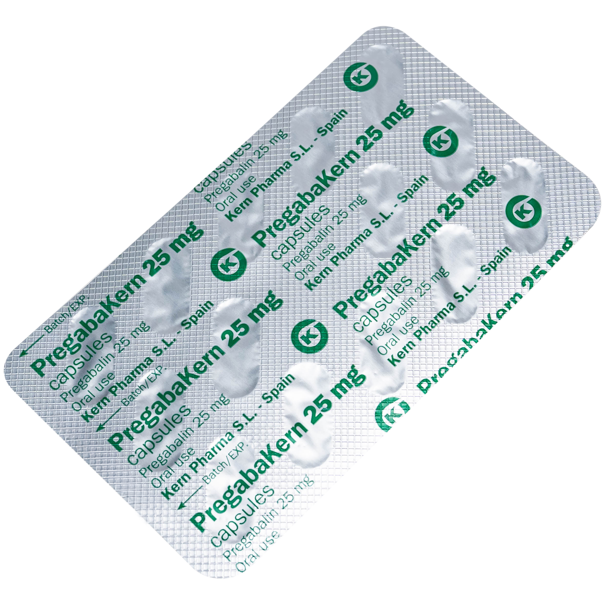 Hình ảnh Thuốc Pregabakern 25mg KERN điều trị đau thần kinh, động kinh, rối loạn lo âu tổng quát (4 vỉ x 14 viên)