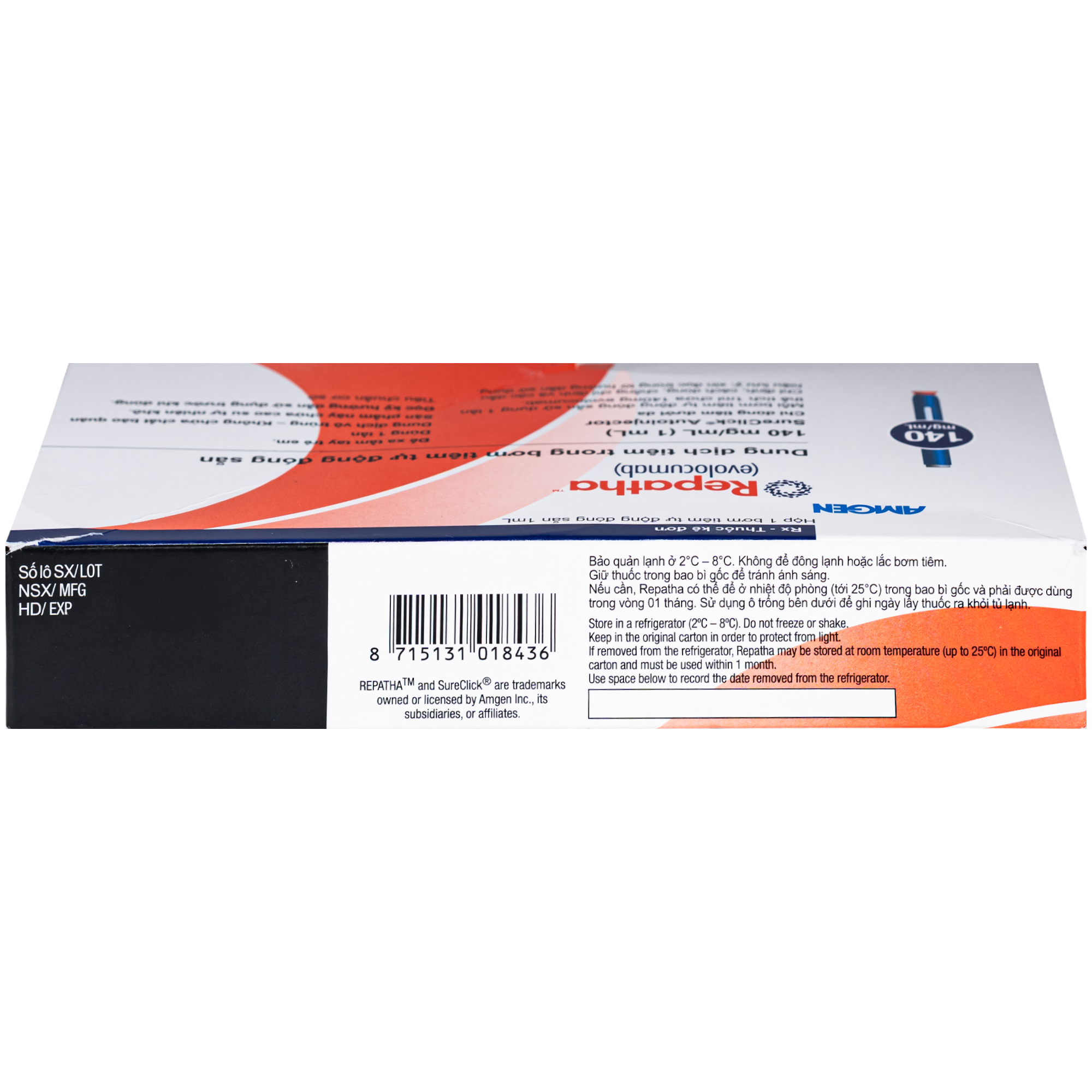 Hình ảnh Thuốc Repatha 140mg Amgen Làm giảm mạnh mức cholesterol LDL (lên đến trên 50%) và giảm nguy cơ biến cố tim mạch như nhồi máu cơ tim, đột quỵ (1ml)