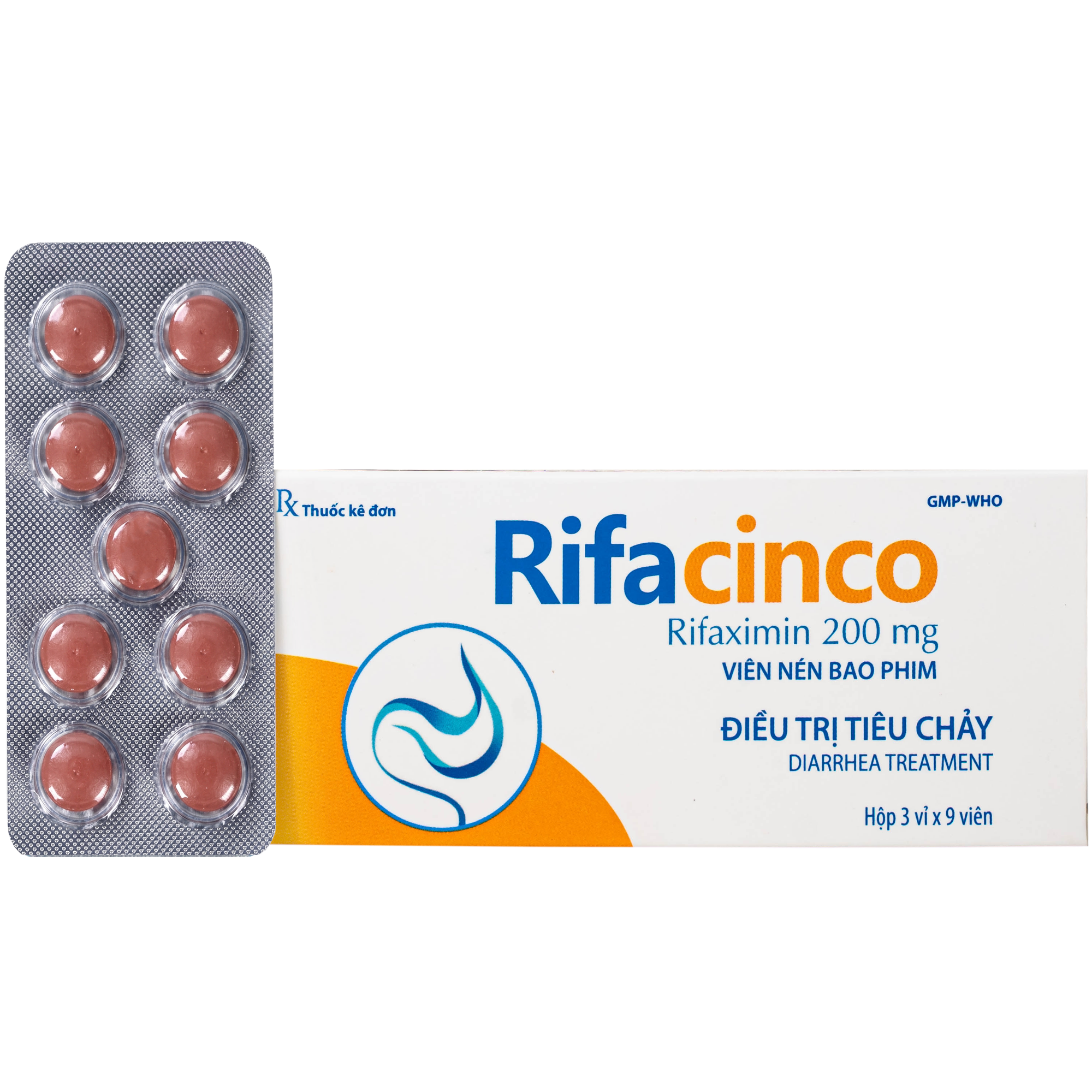 Hình ảnh Thuốc Rifacinco 200mg Hà Nam điều trị tiêu chảy du lịch do E. coli không xâm nhập (3 vỉ x 9 viên)