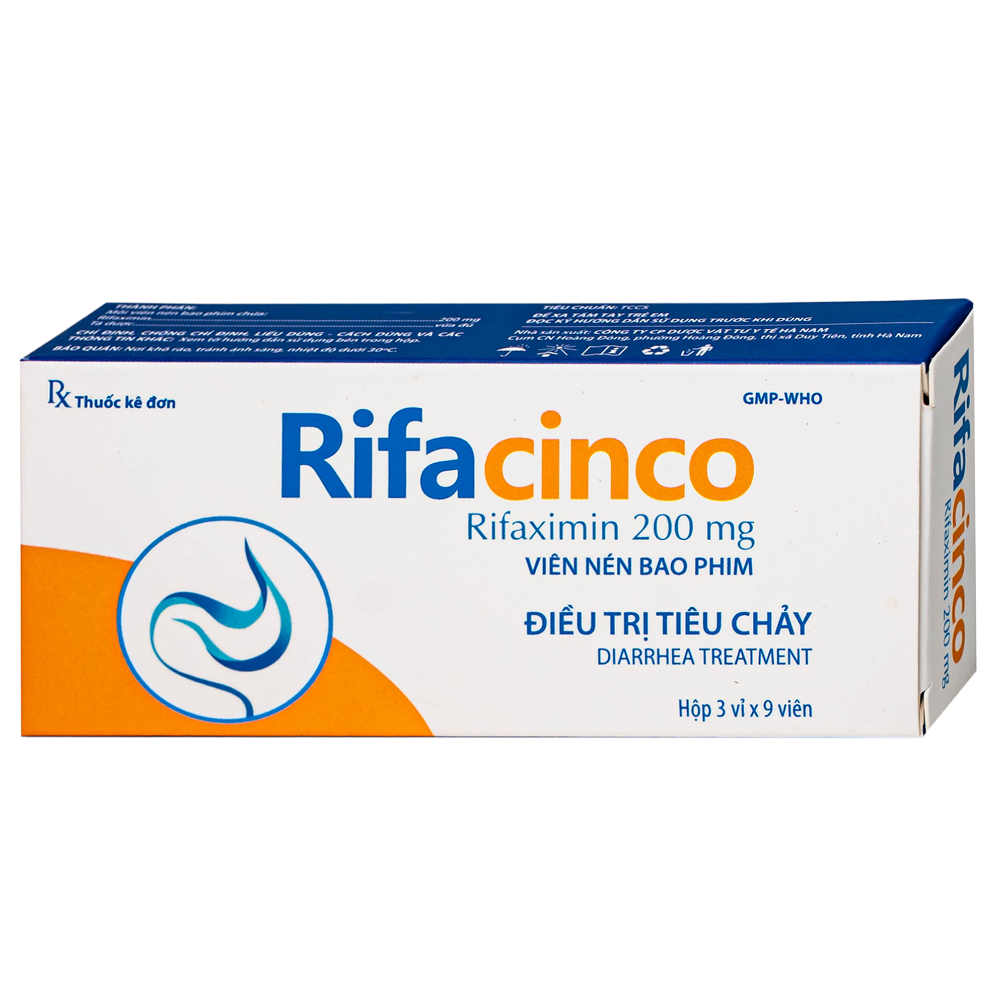 Hình ảnh Thuốc Rifacinco 200mg Hà Nam điều trị tiêu chảy du lịch do E. coli không xâm nhập (3 vỉ x 9 viên)