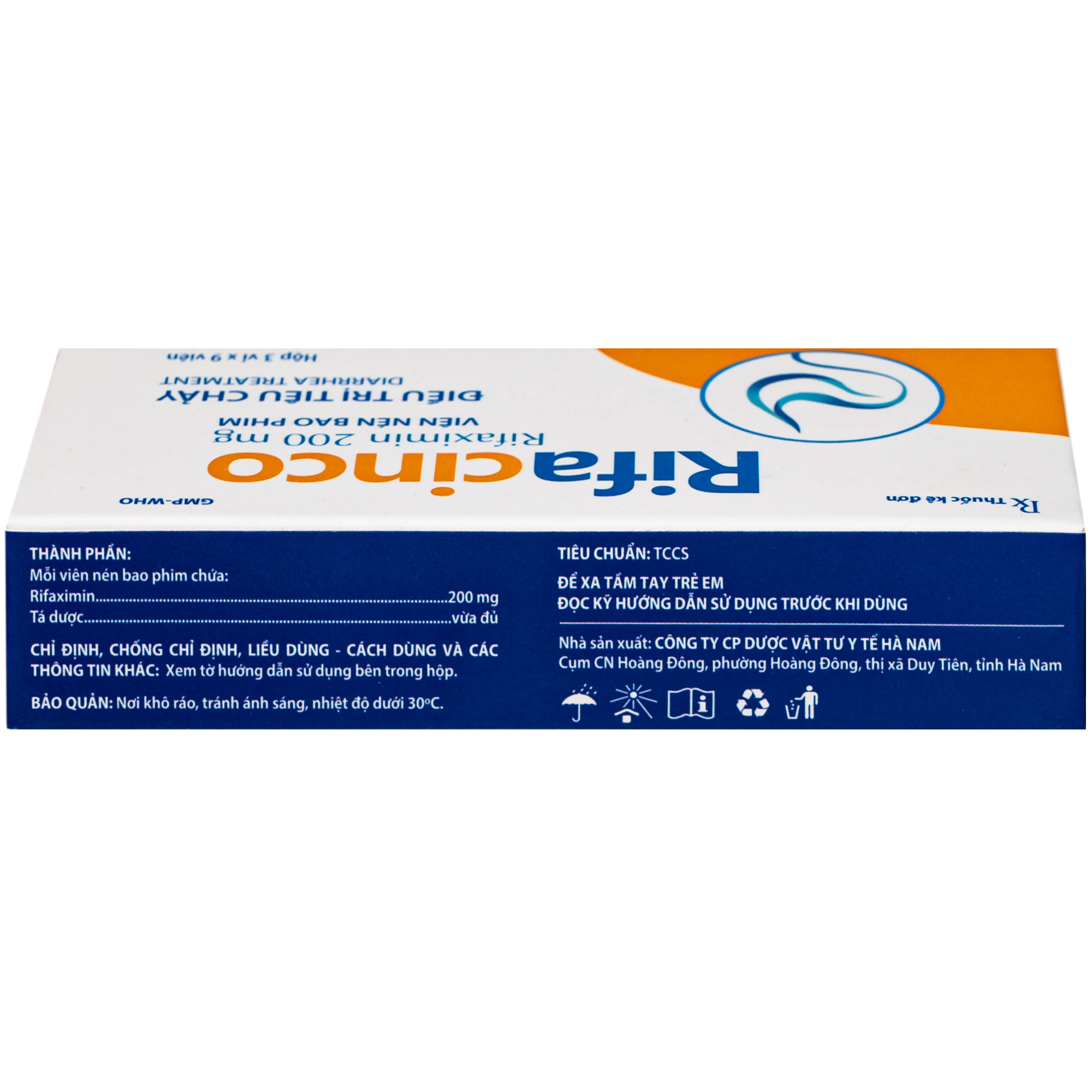 Hình ảnh Thuốc Rifacinco 200mg Hà Nam điều trị tiêu chảy du lịch do E. coli không xâm nhập (3 vỉ x 9 viên)