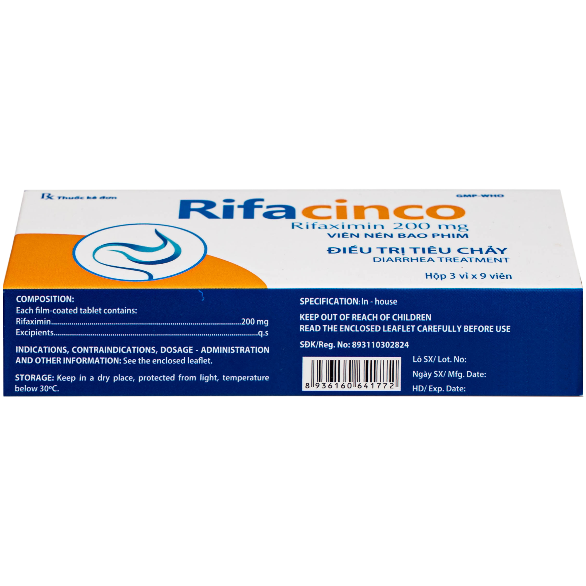 Hình ảnh Thuốc Rifacinco 200mg Hà Nam điều trị tiêu chảy du lịch do E. coli không xâm nhập (3 vỉ x 9 viên)