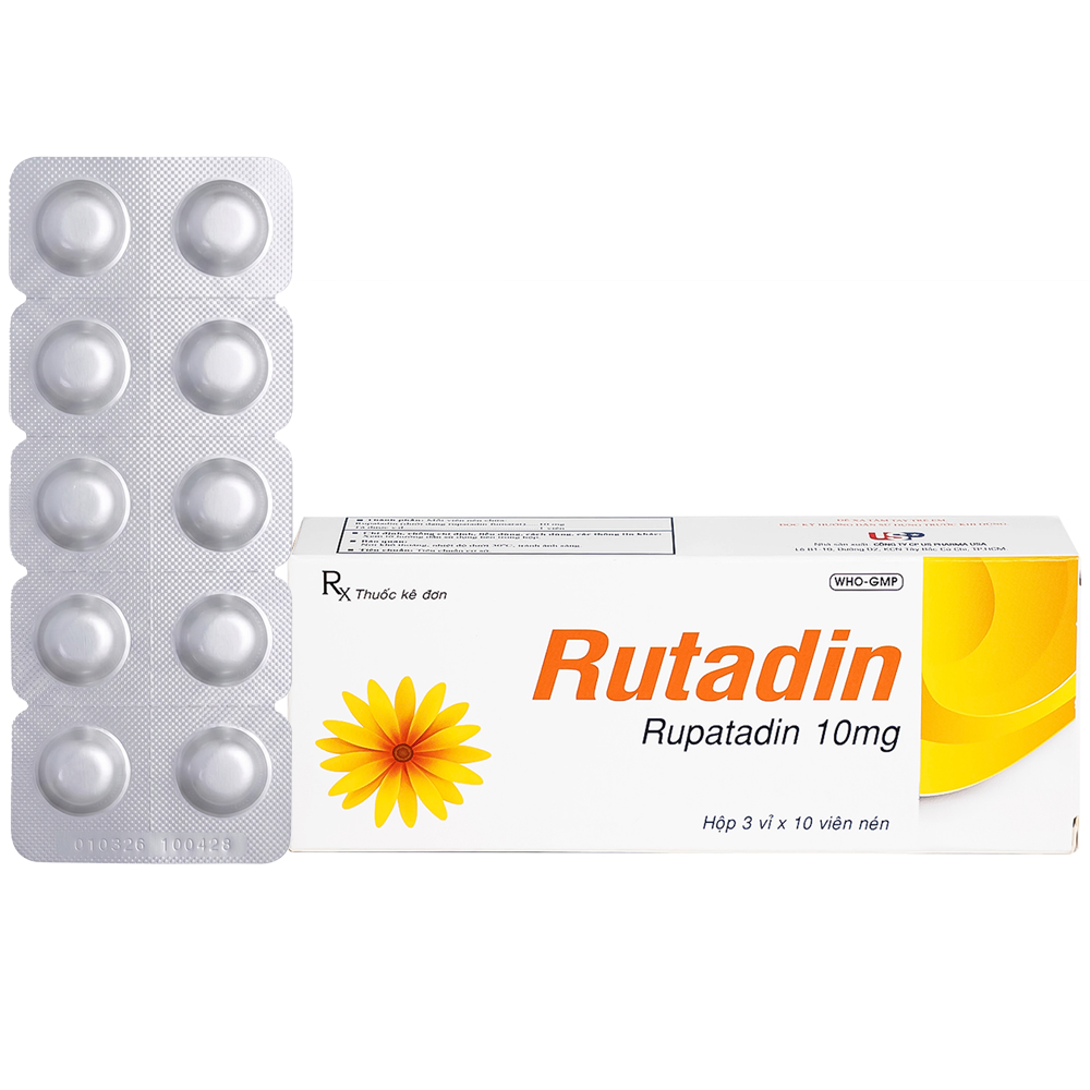 Hình ảnh Thuốc Rutadin 10mg pharma usa điều trị triệu chứng của viêm mũi dị ứng và nổi mề đay (3 vỉ x 10 viên)