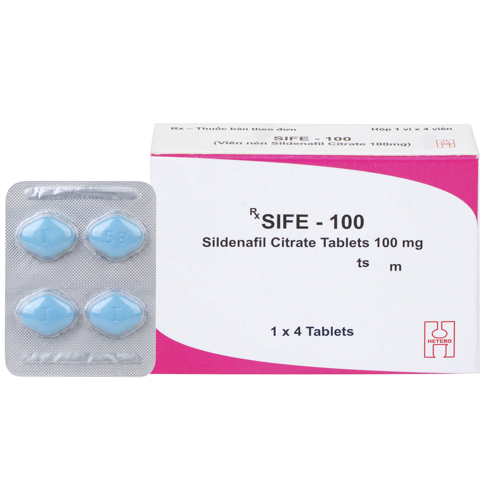 Hình ảnh Thuốc Sife-100mg Hetero điều trị rối loạn chức năng cương dương ở nam giới (5 hộp x 4 viên)