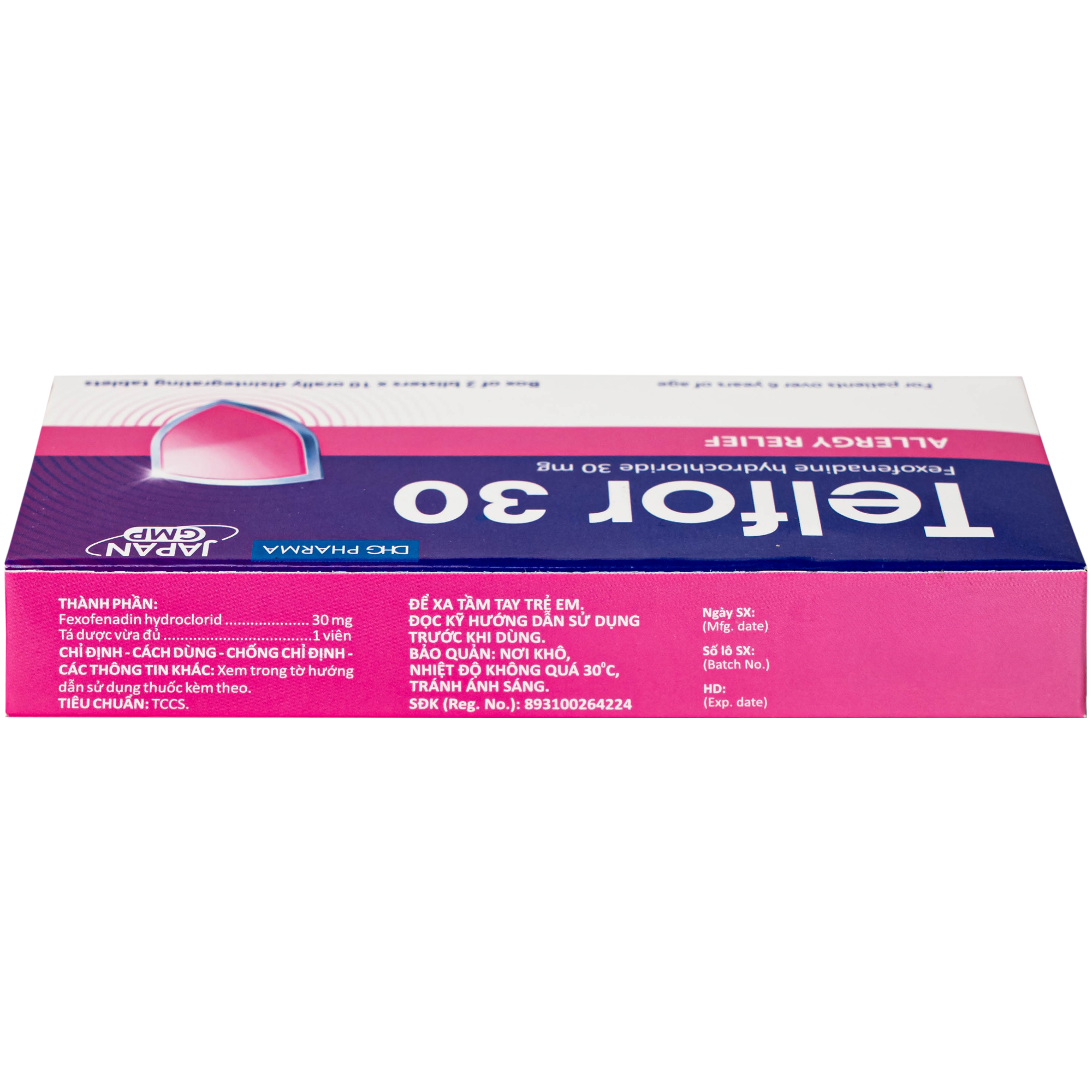 Hình ảnh Viên nén phân tán trong miệng Telfor 30mg DHG điều trị viêm mũi dị ứng, mày đay cho trẻ em (2 vỉ x 10 viên)