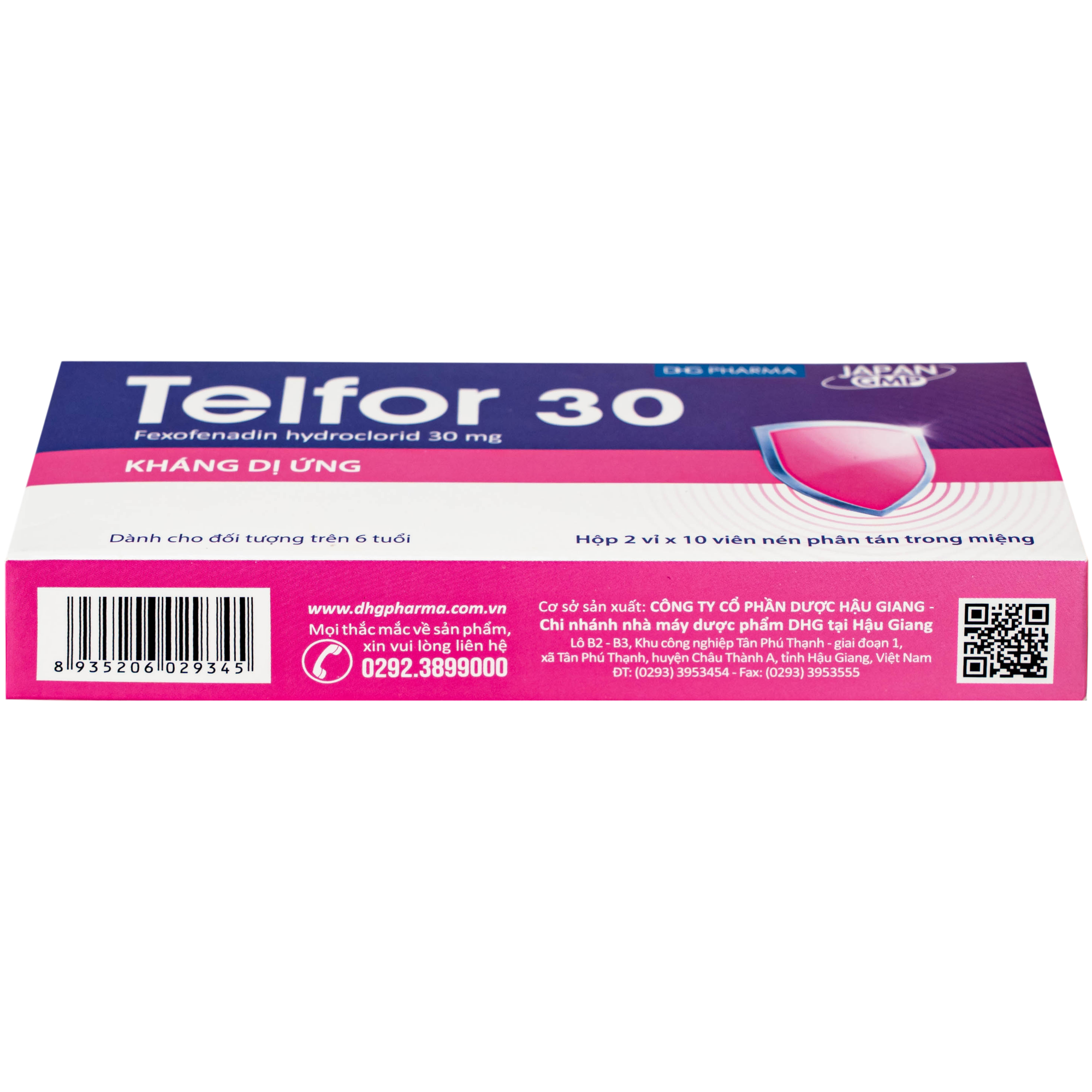 Hình ảnh Viên nén phân tán trong miệng Telfor 30mg DHG điều trị viêm mũi dị ứng, mày đay cho trẻ em (2 vỉ x 10 viên)